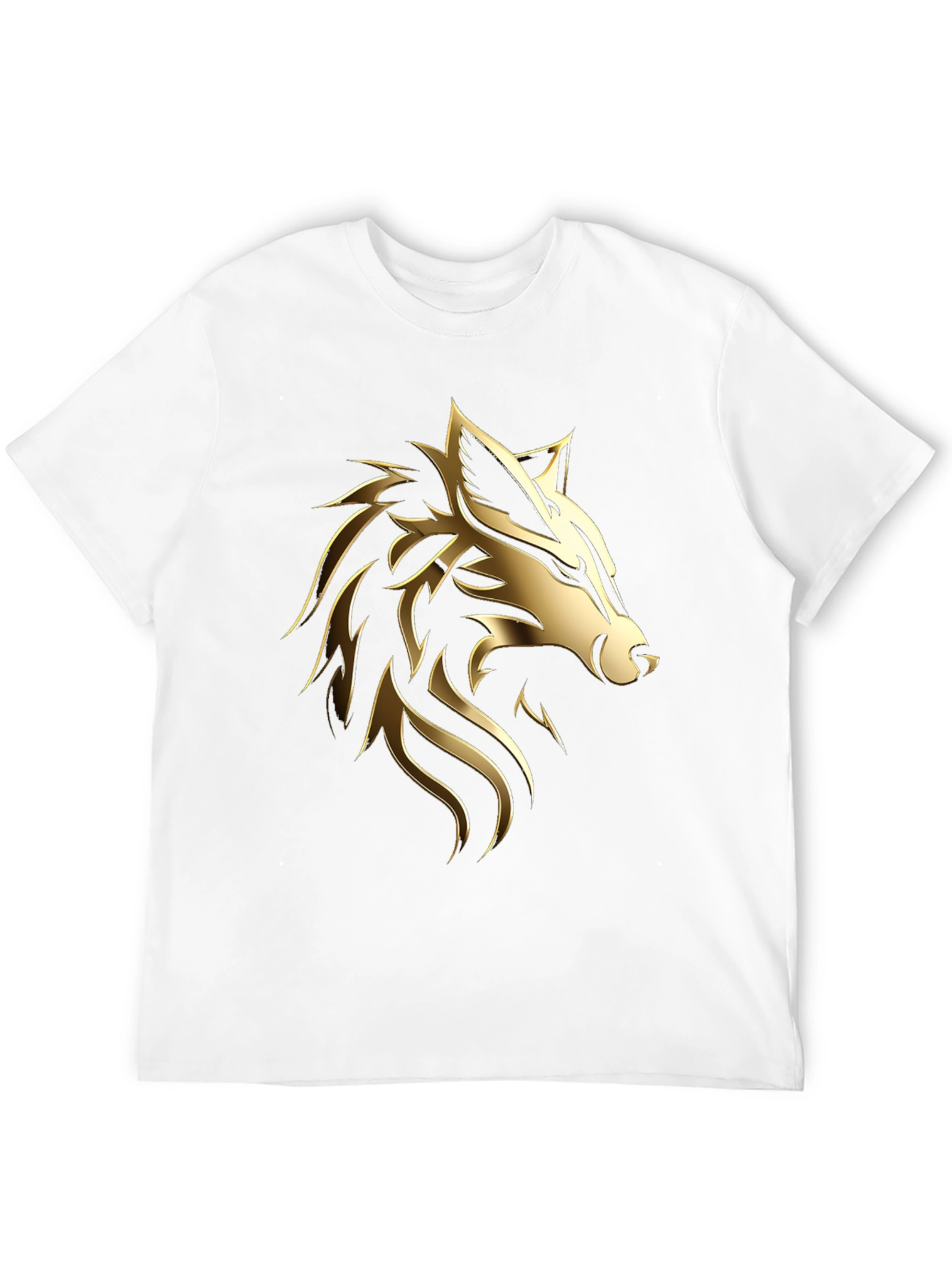 Bold Golden Wolf Graphic Black T-Shirt