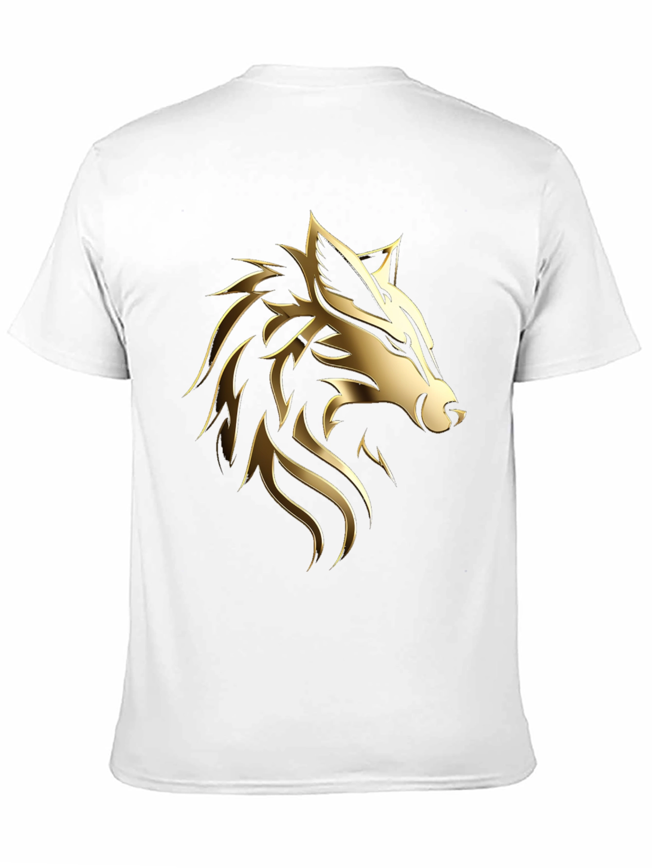 Bold Golden Wolf Graphic Black T-Shirt