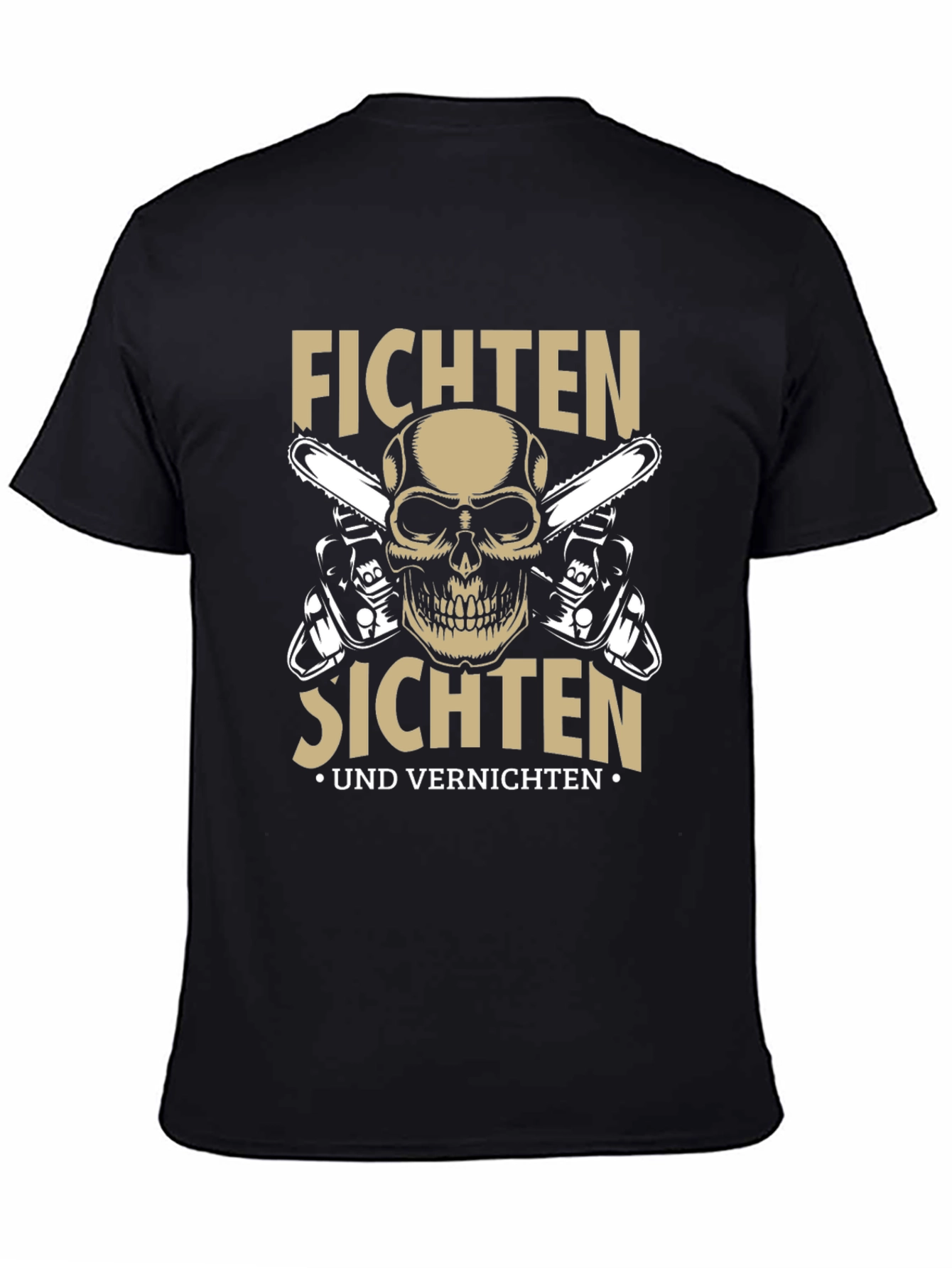 Fichten Sichten T-Shirt with Skull & Chainsaws