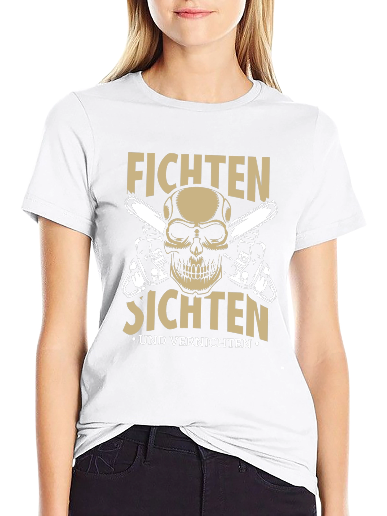 Fichten Sichten T-Shirt with Skull & Chainsaws