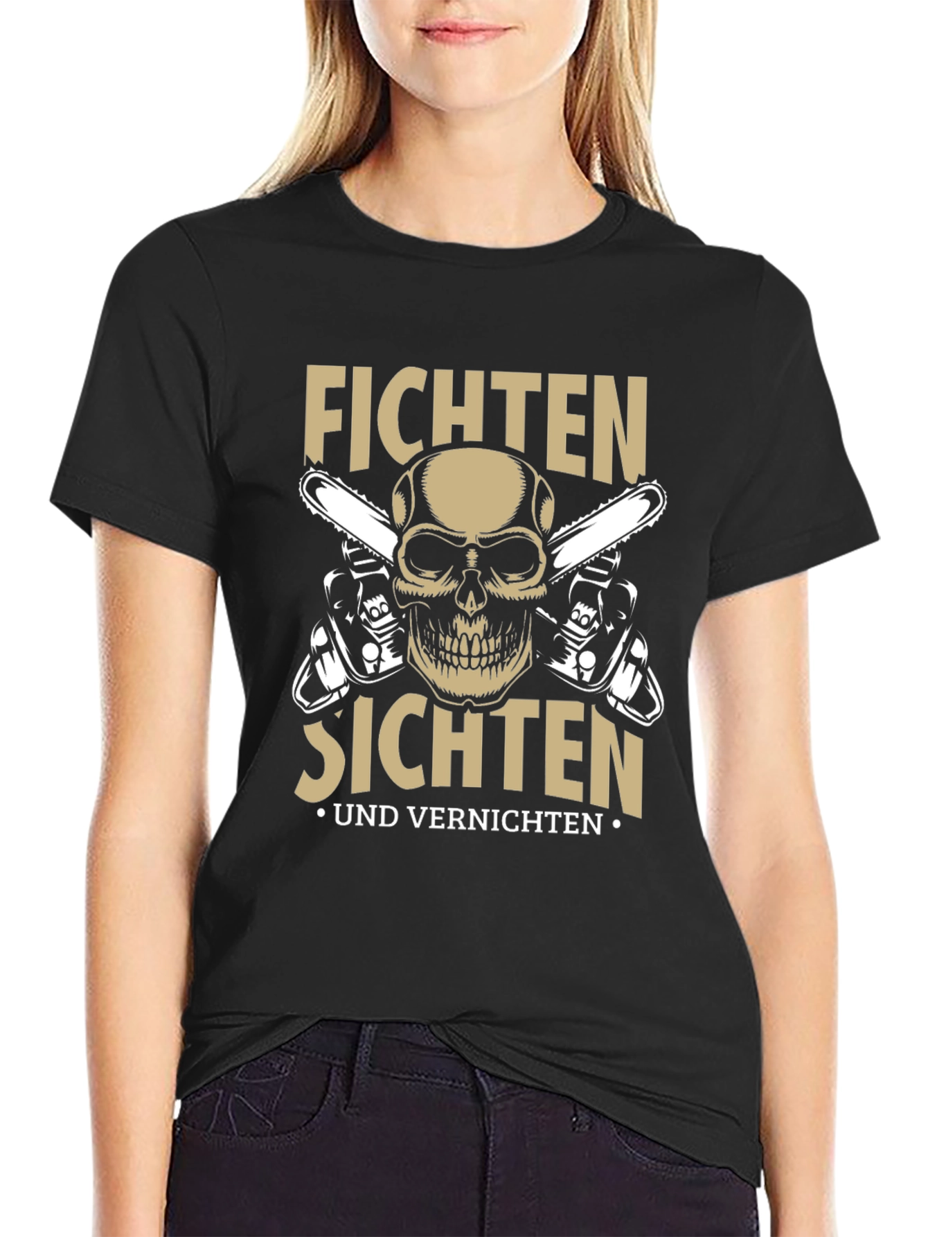 Fichten Sichten T-Shirt with Skull & Chainsaws