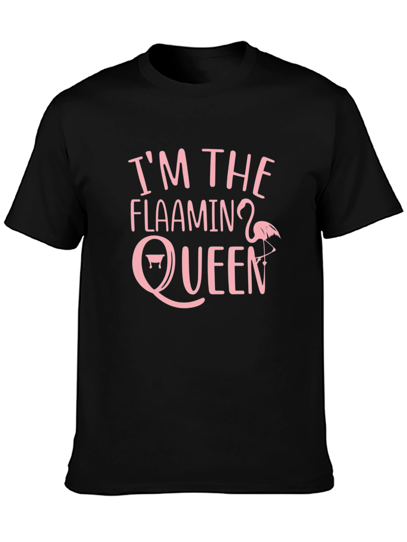 Flamingo Queen Graphic Tee - Funny Black T-Shirt