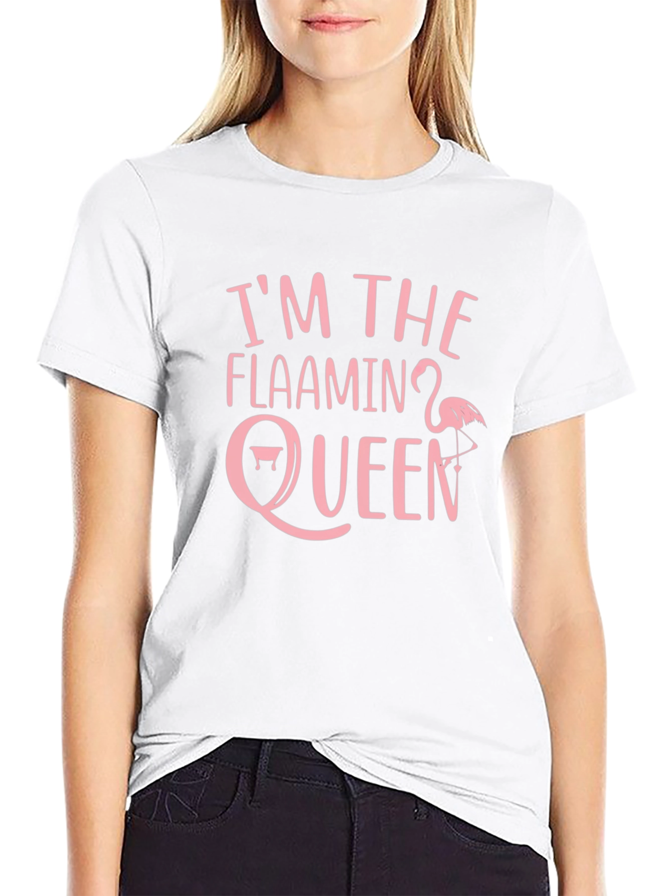 Flamingo Queen Graphic Tee - Funny Black T-Shirt