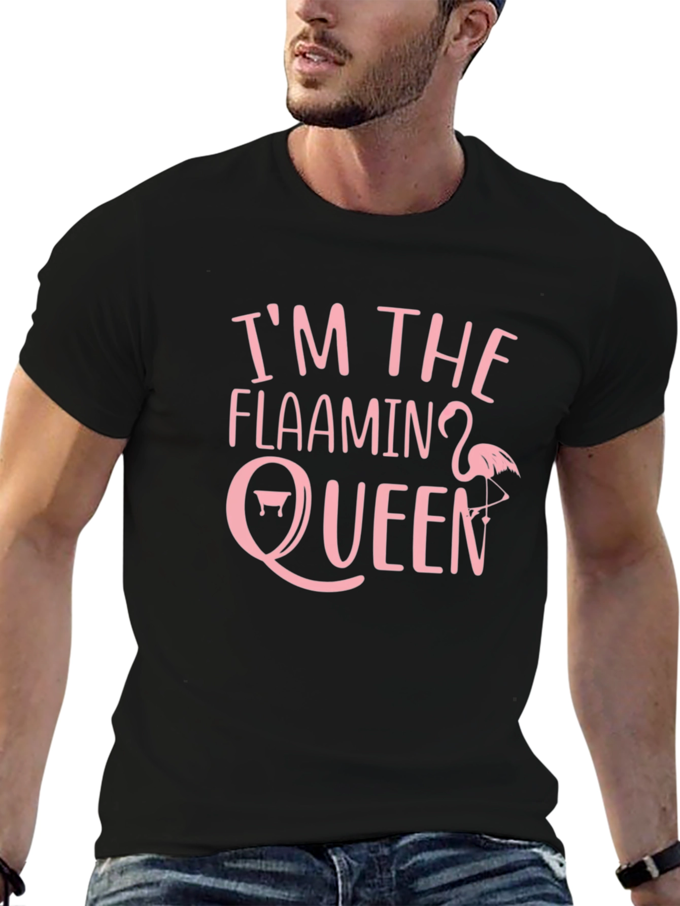 Flamingo Queen Graphic Tee - Funny Black T-Shirt