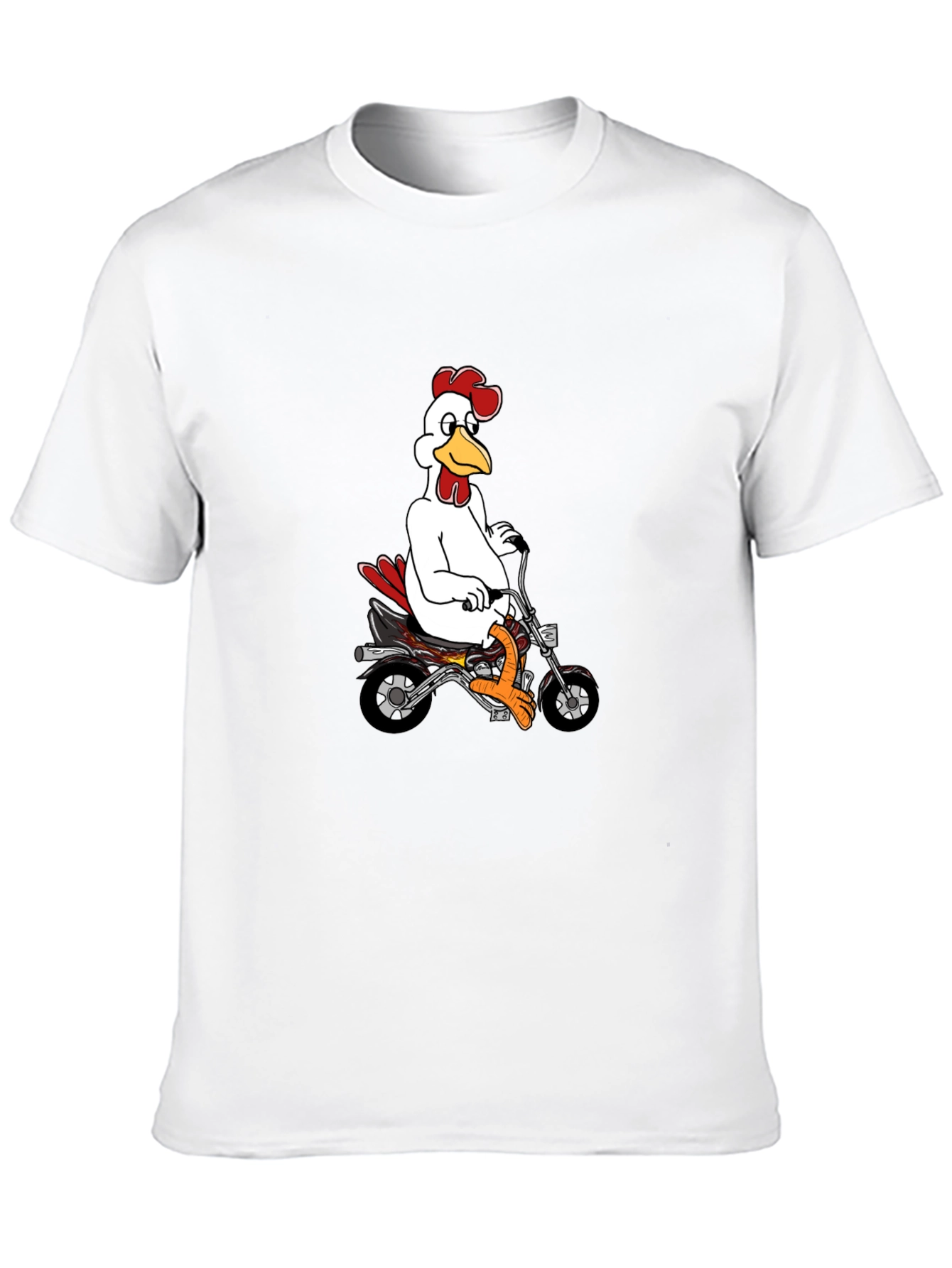 Mens Black T-Shirt with Chicken on Motorcycle Graphic