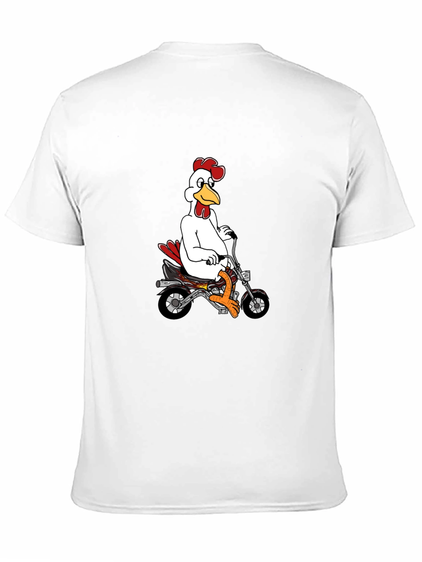 Mens Black T-Shirt with Chicken on Motorcycle Graphic