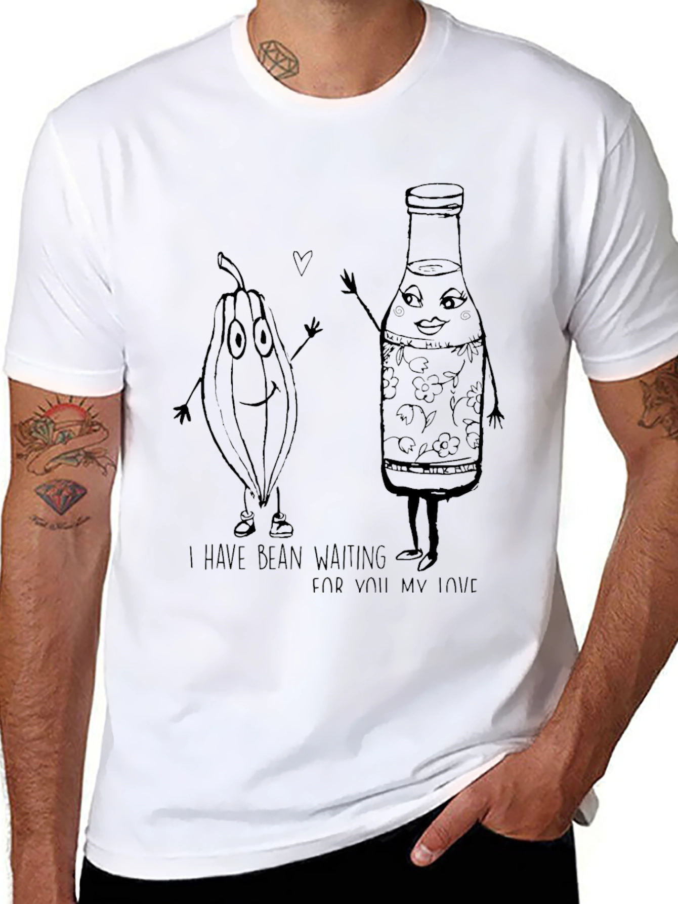 Funny Bean Waiting T-Shirt - Black