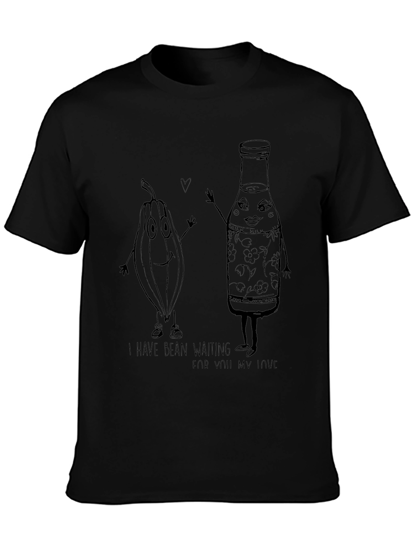 Funny Bean Waiting T-Shirt - Black