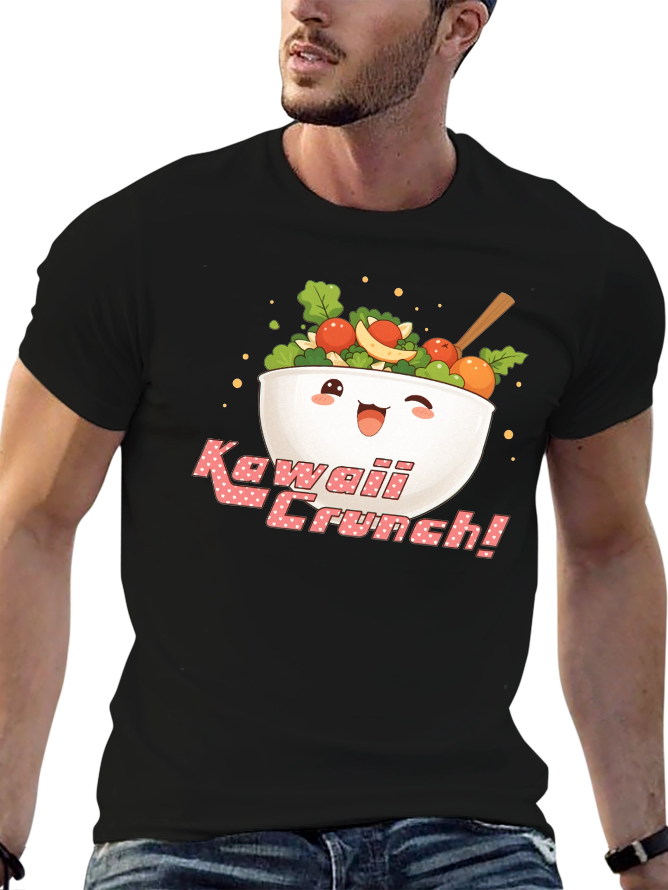 Kawaii Crunch Salad Bowl Graphic T-Shirt