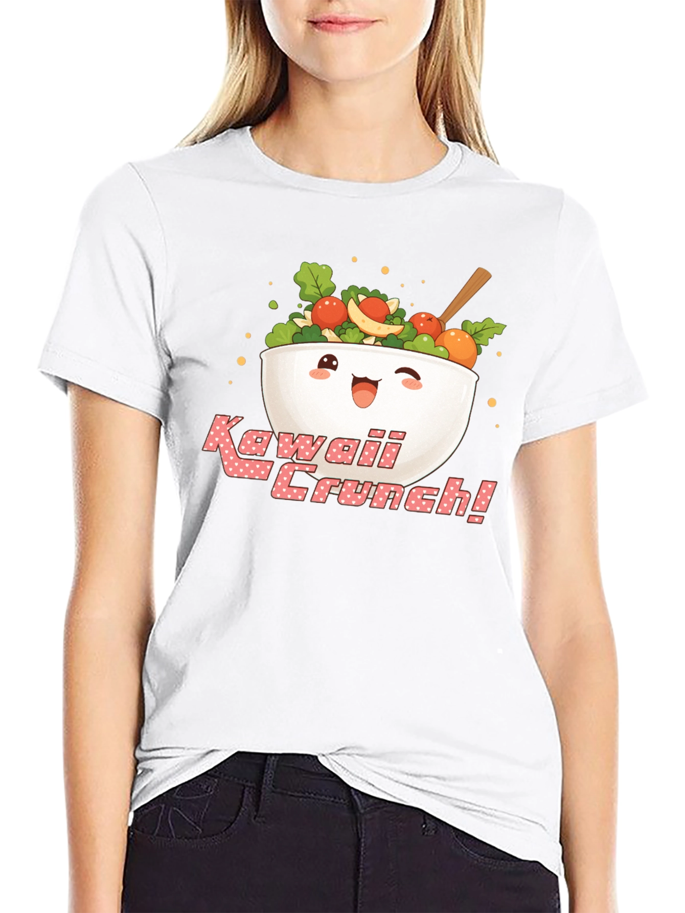 Kawaii Crunch Salad Bowl Graphic T-Shirt