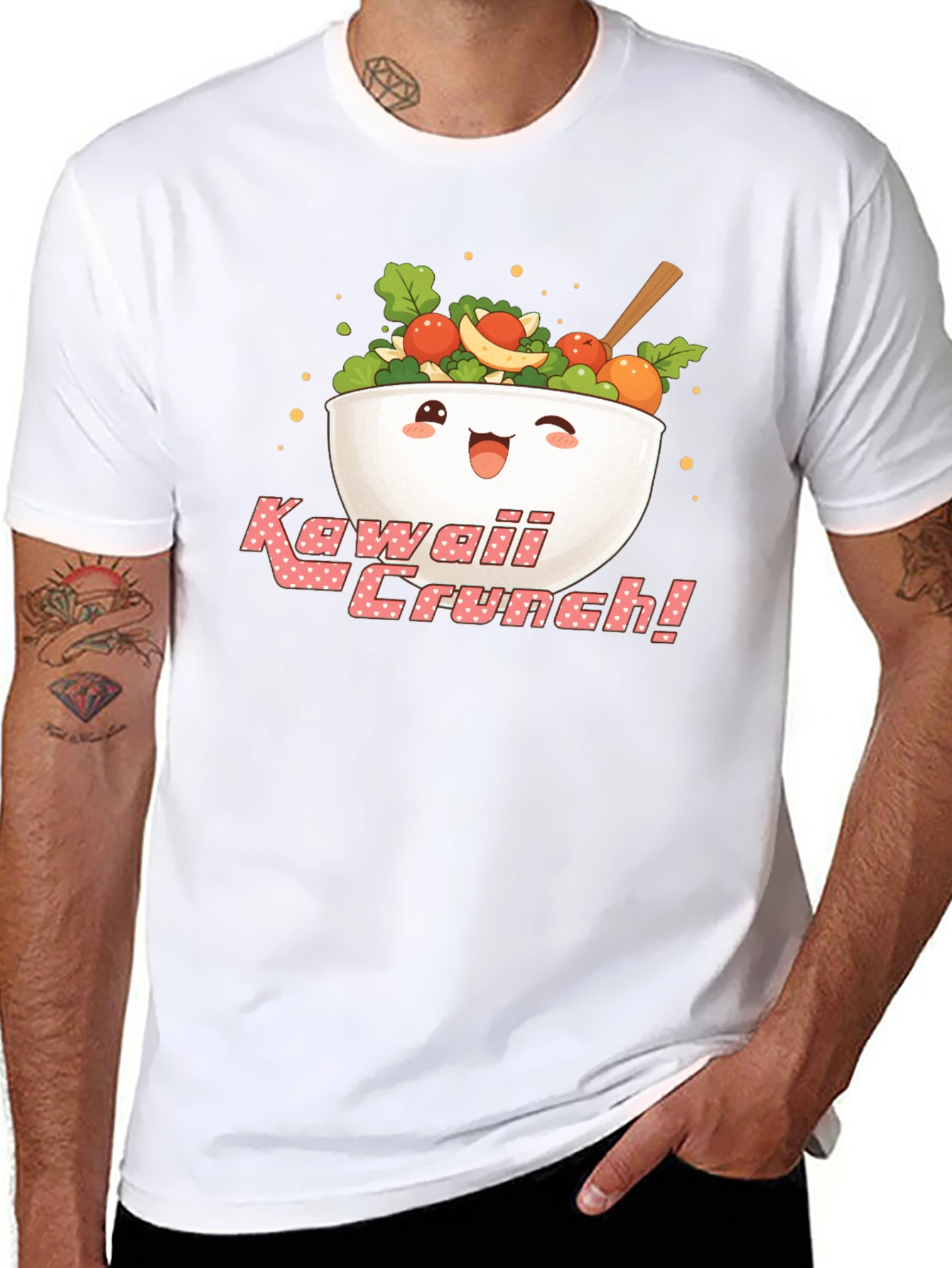Kawaii Crunch Salad Bowl Graphic T-Shirt