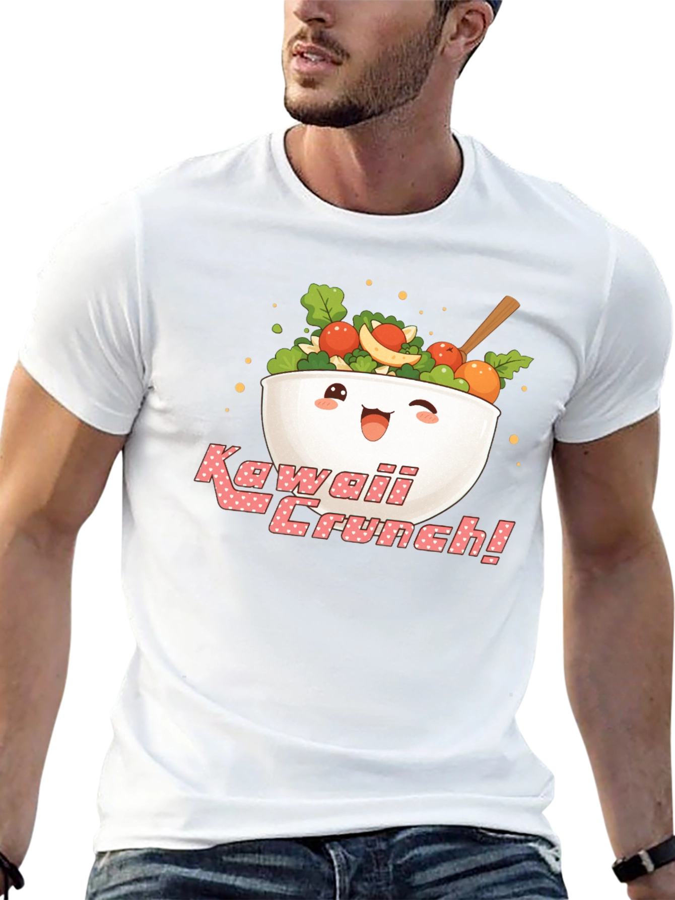 Kawaii Crunch Salad Bowl Graphic T-Shirt