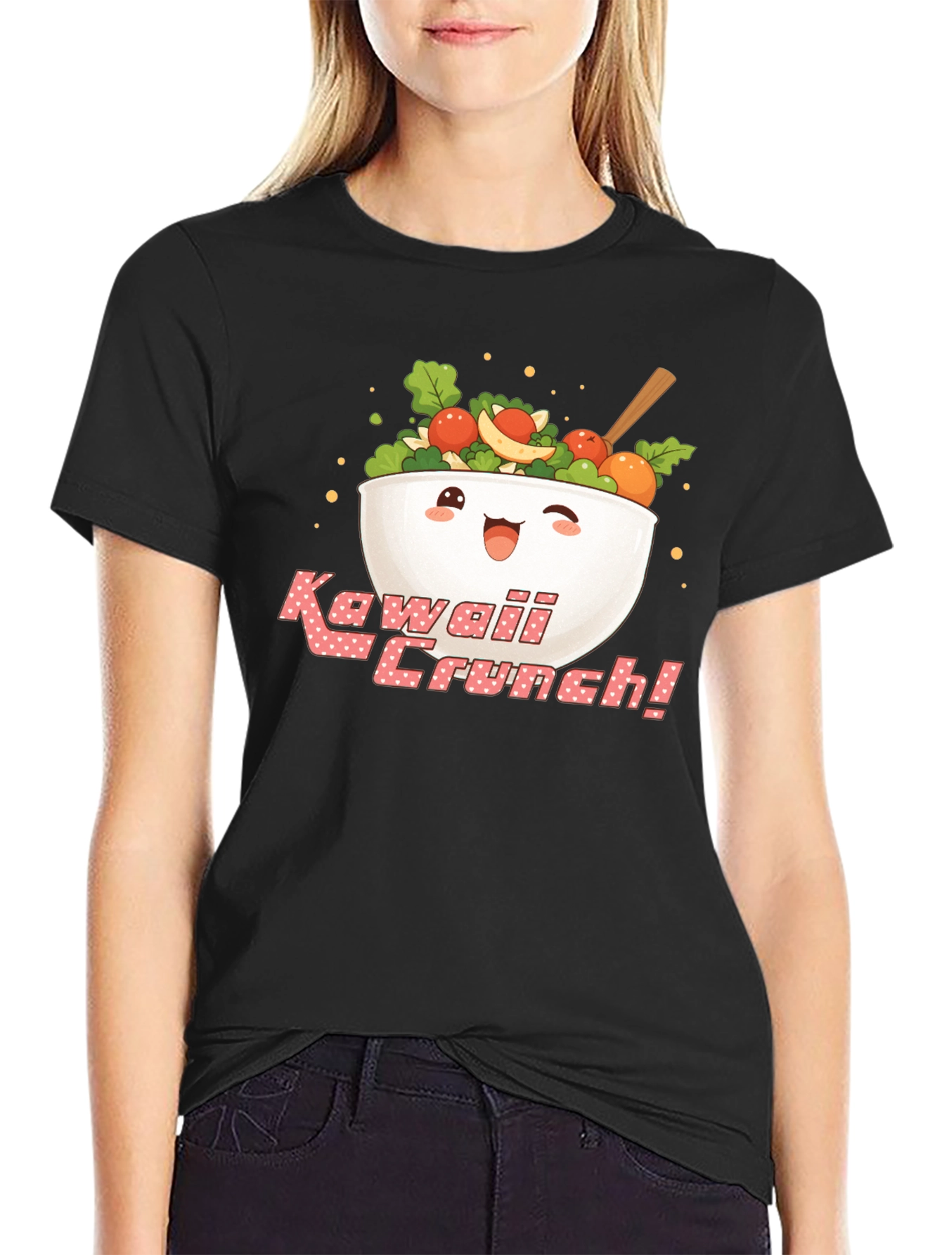 Kawaii Crunch Salad Bowl Graphic T-Shirt