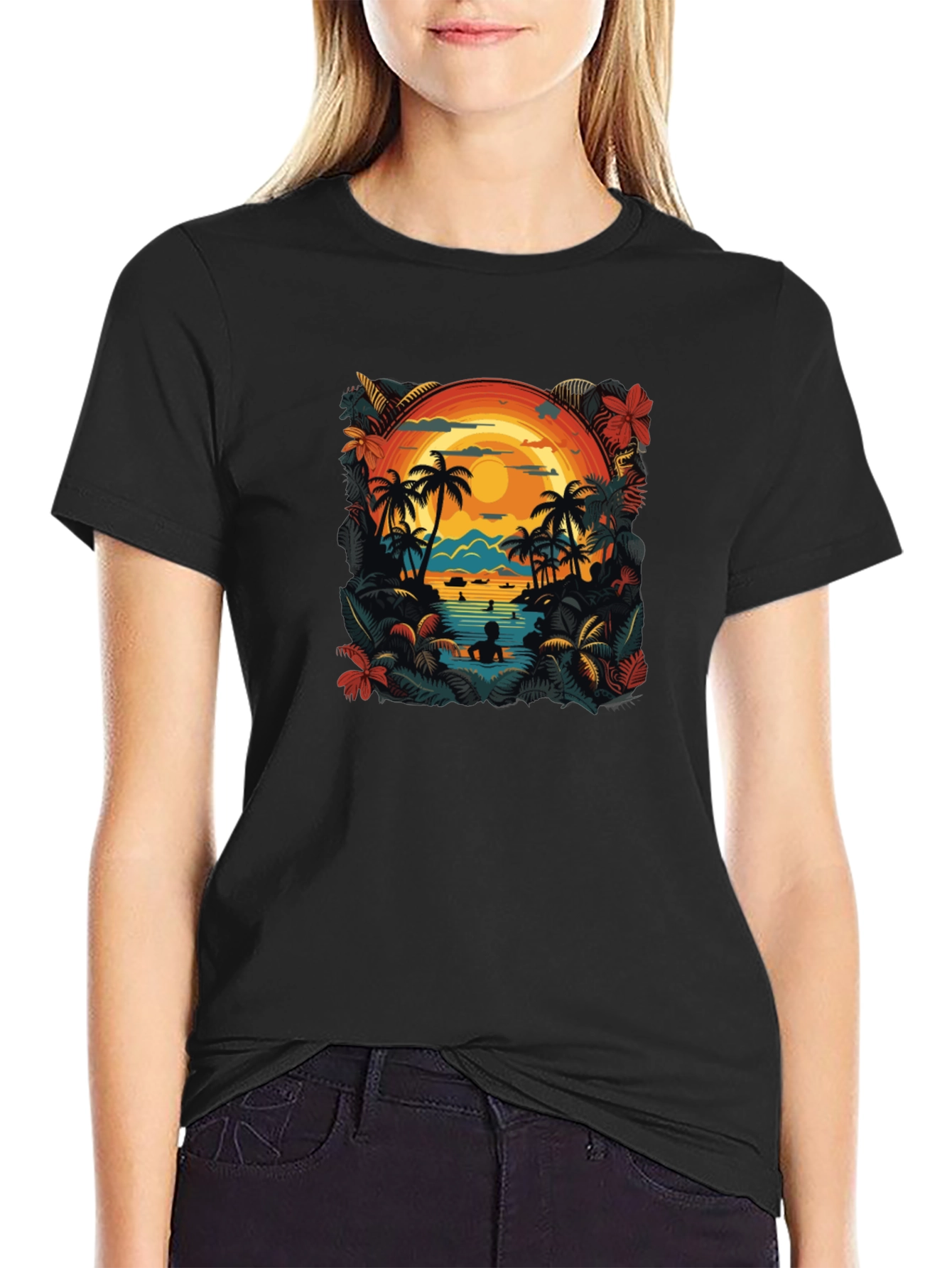 Tropical Sunset Graphic Tee - Island Vibes