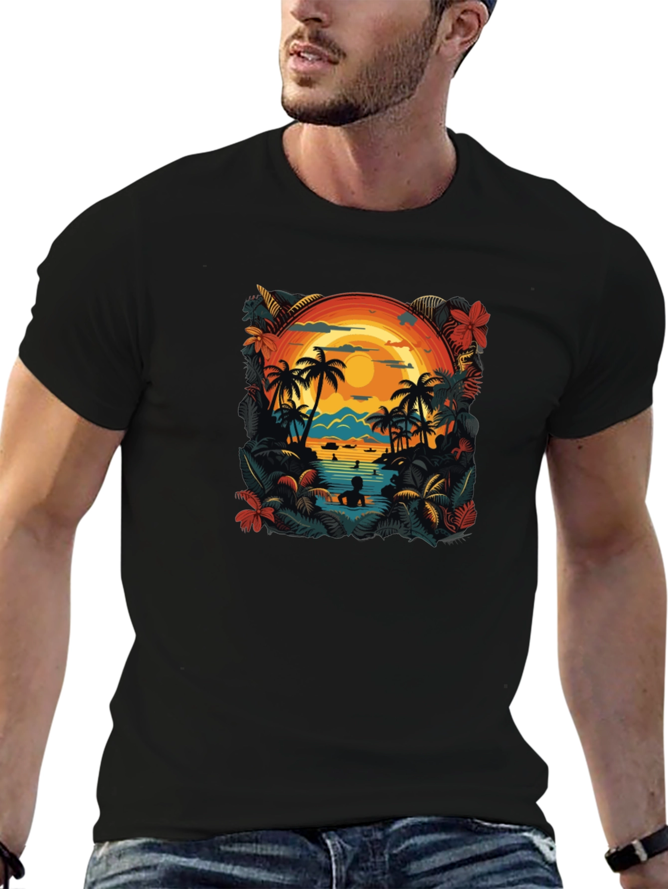 Tropical Sunset Graphic Tee - Island Vibes