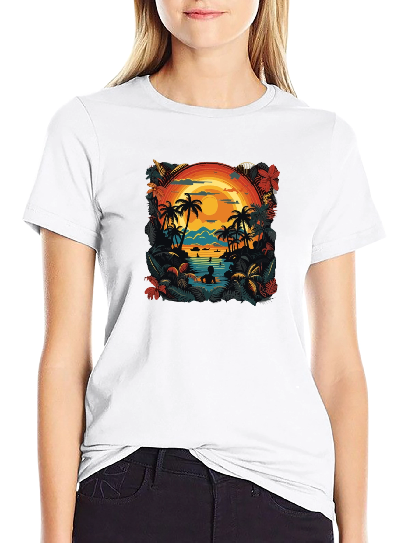 Tropical Sunset Graphic Tee - Island Vibes