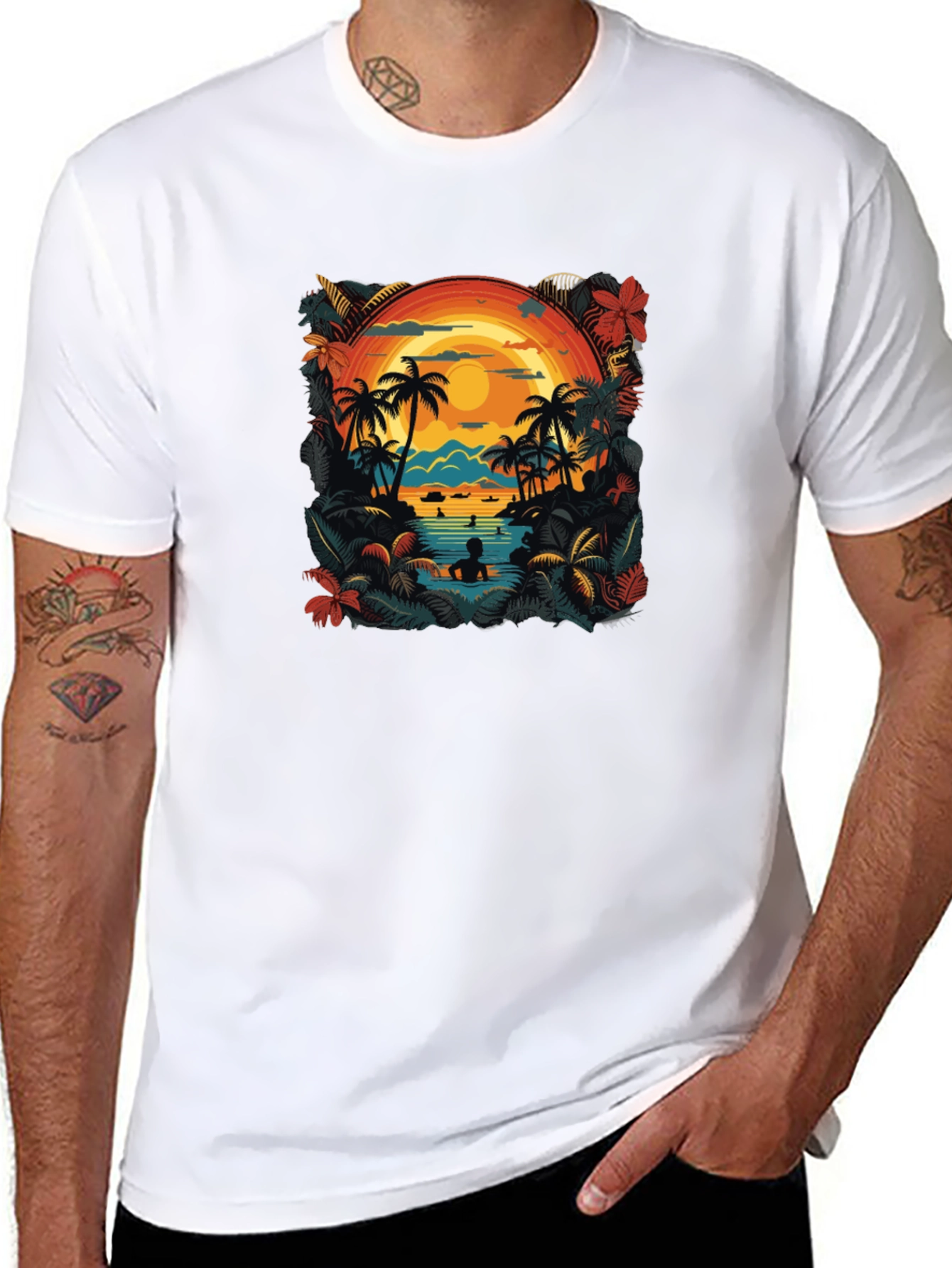 Tropical Sunset Graphic Tee - Island Vibes