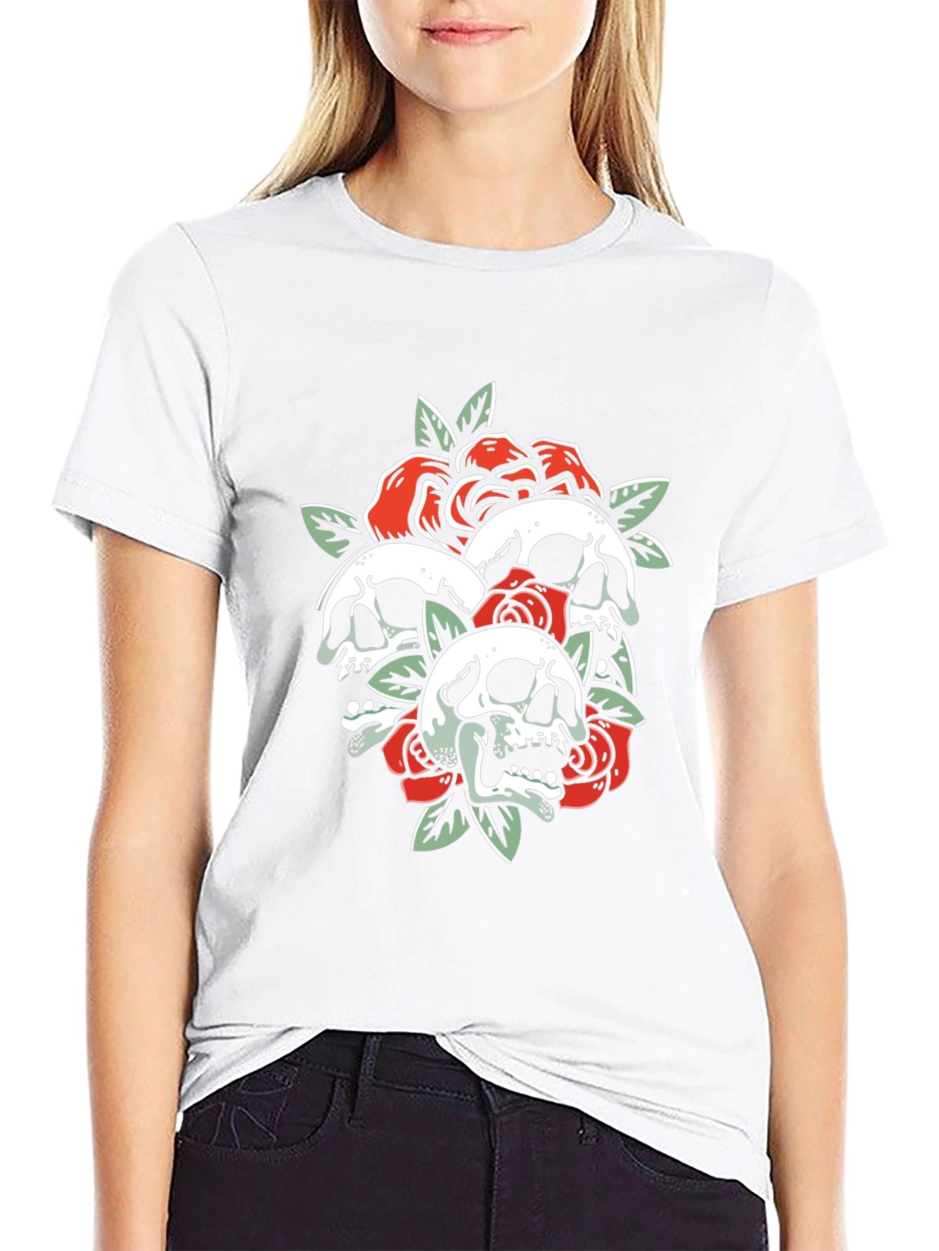 Skull & Roses Graphic Tee - Black T-Shirt