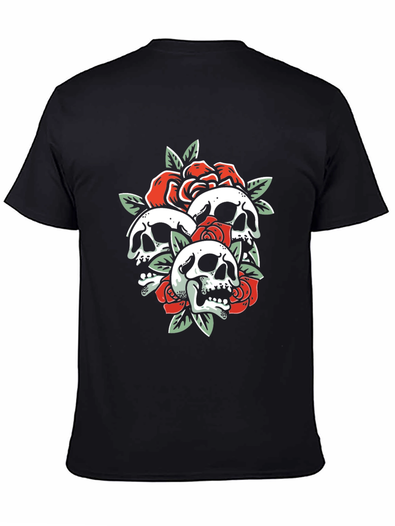 Skull & Roses Graphic Tee - Black T-Shirt