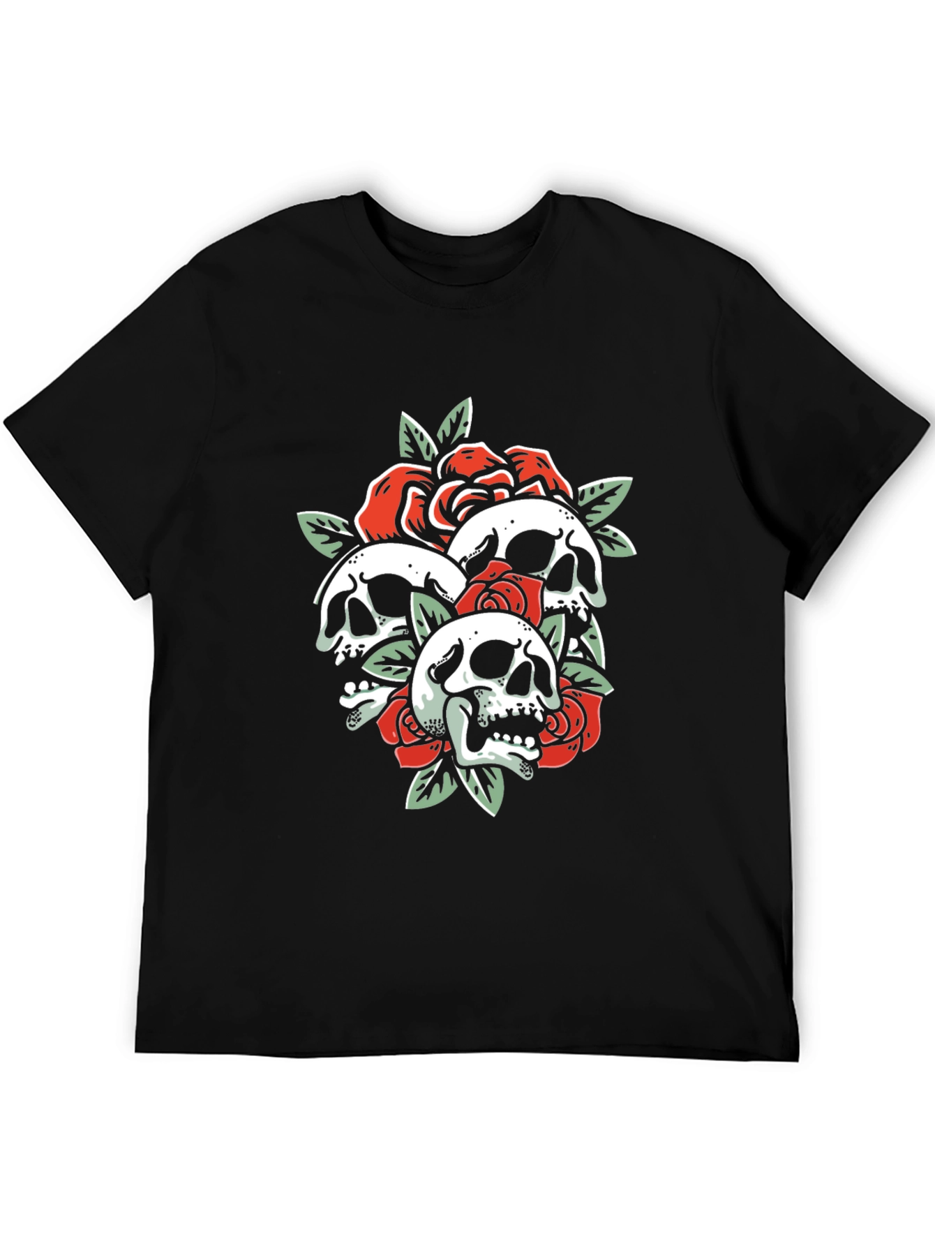 Skull & Roses Graphic Tee - Black T-Shirt