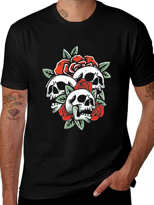 Skull & Roses Graphic Tee - Black T-Shirt