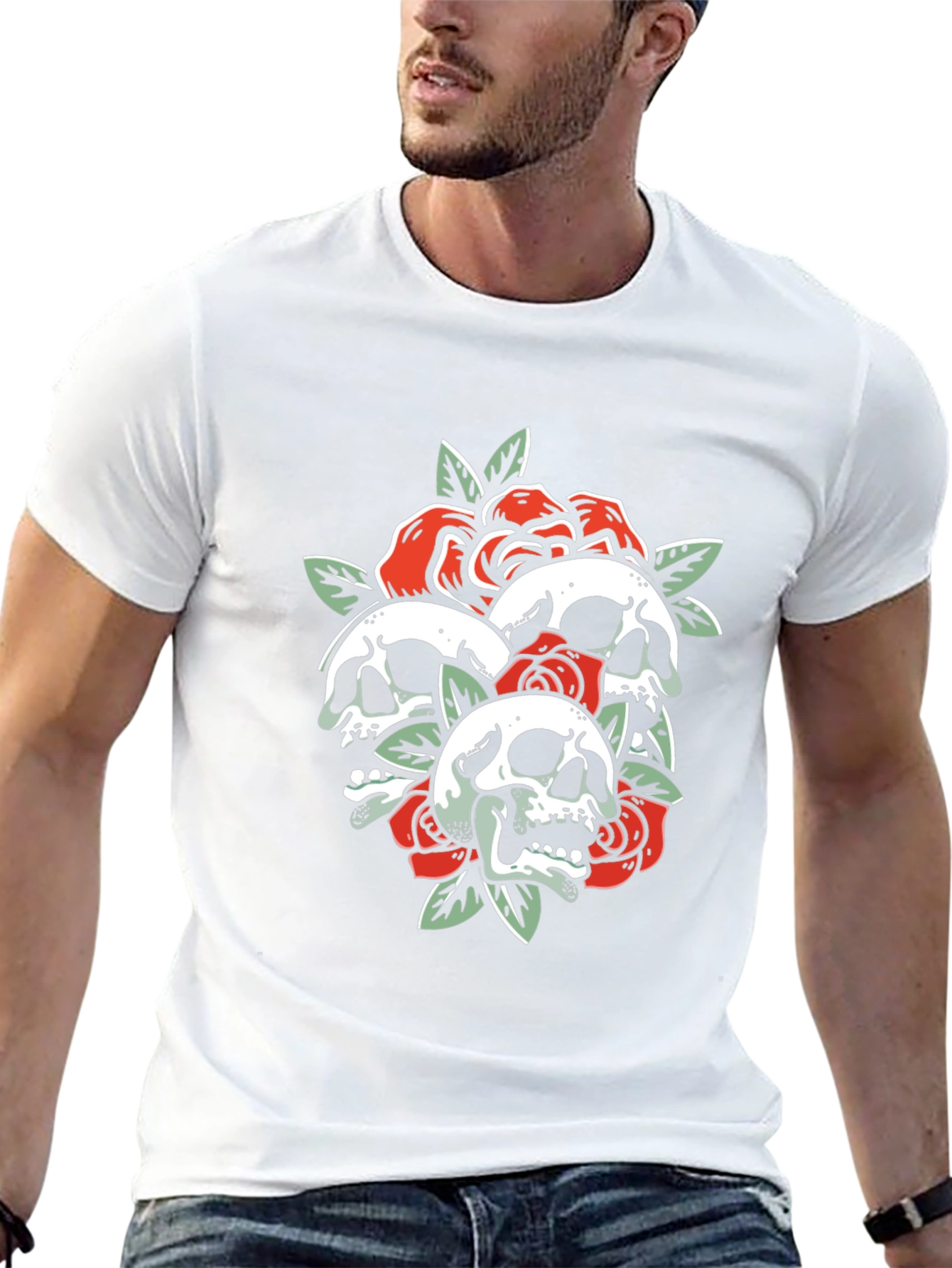 Skull & Roses Graphic Tee - Black T-Shirt
