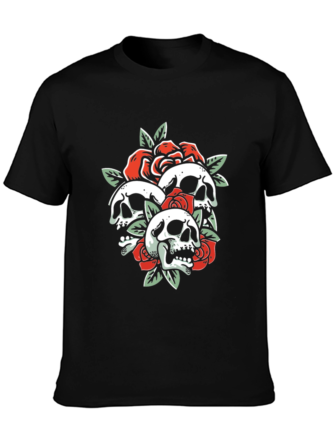 Skull & Roses Graphic Tee - Black T-Shirt