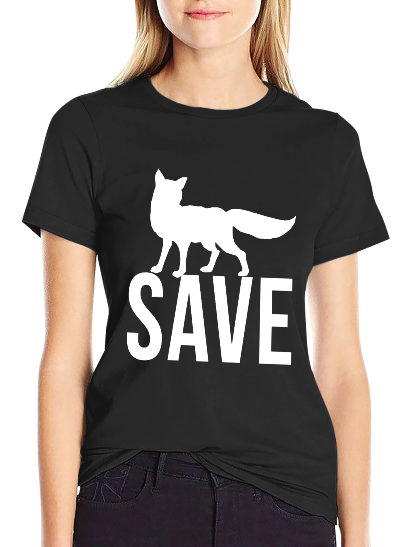 Save the Foxes Black Graphic Tee