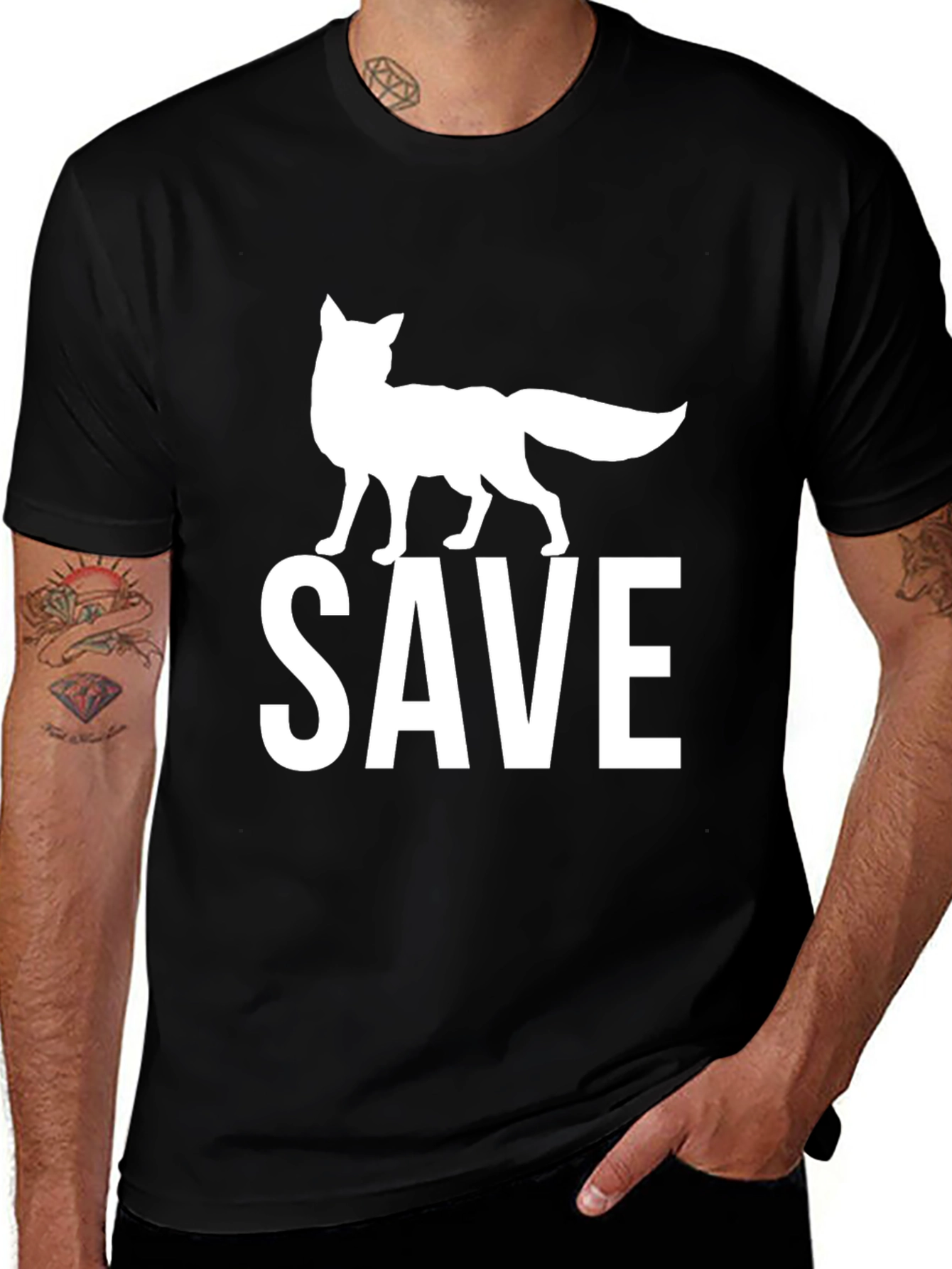 Save the Foxes Black Graphic Tee