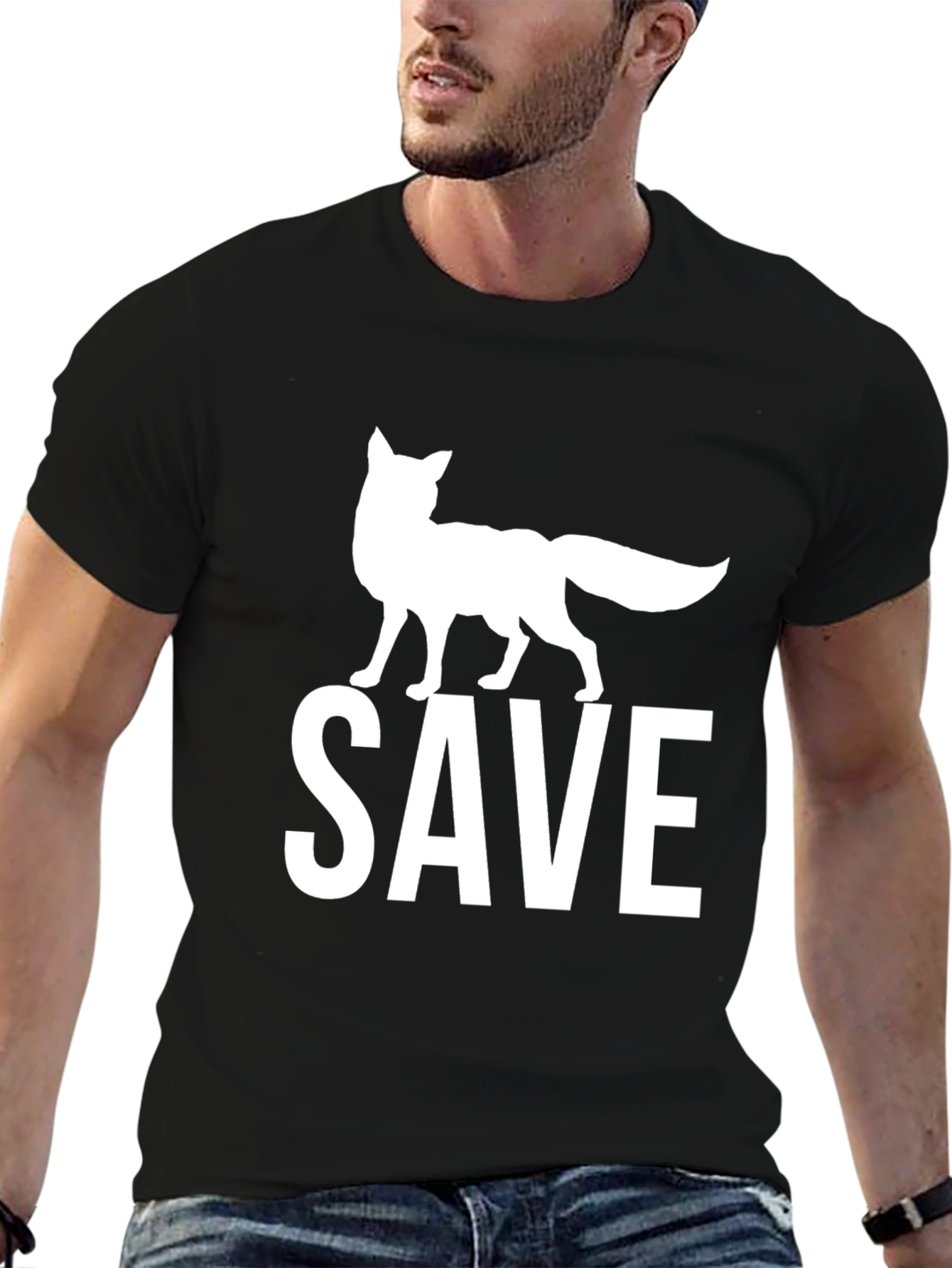 Save the Foxes Black Graphic Tee