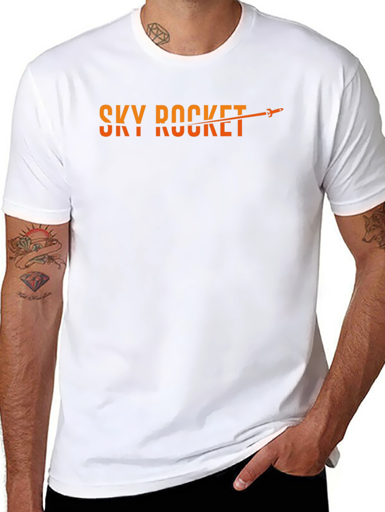 Sky Rocket Graphic Tee - Black Cotton Blend T-Shirt