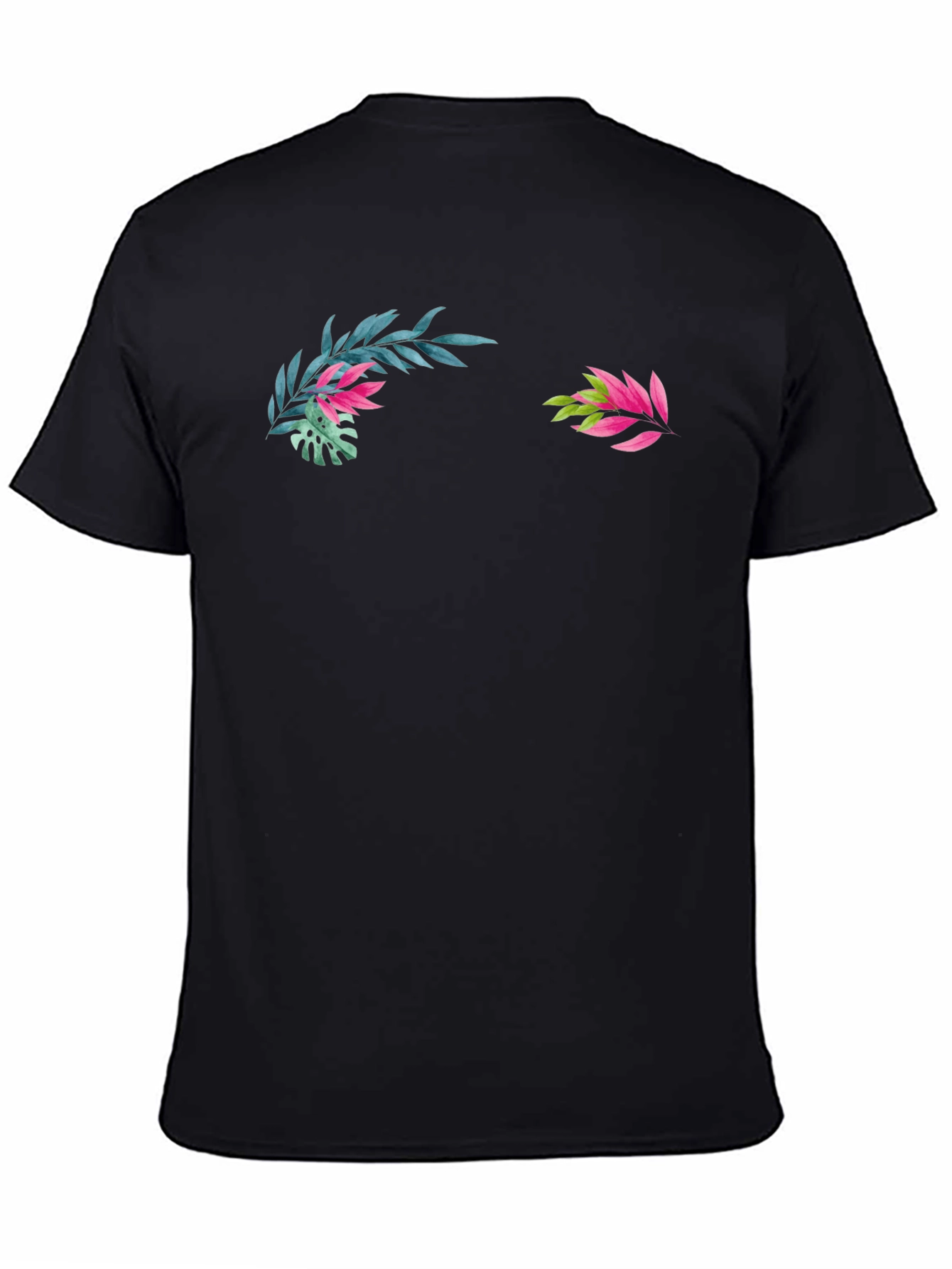 Tropical Leaves Graphic Black T-Shirt