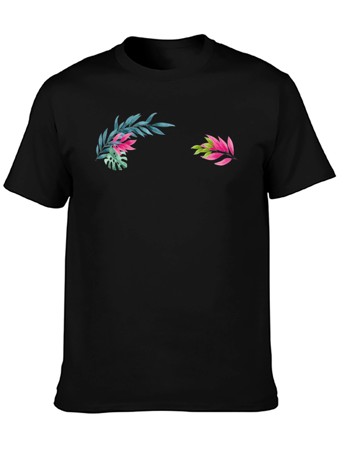 Tropical Leaves Graphic Black T-Shirt