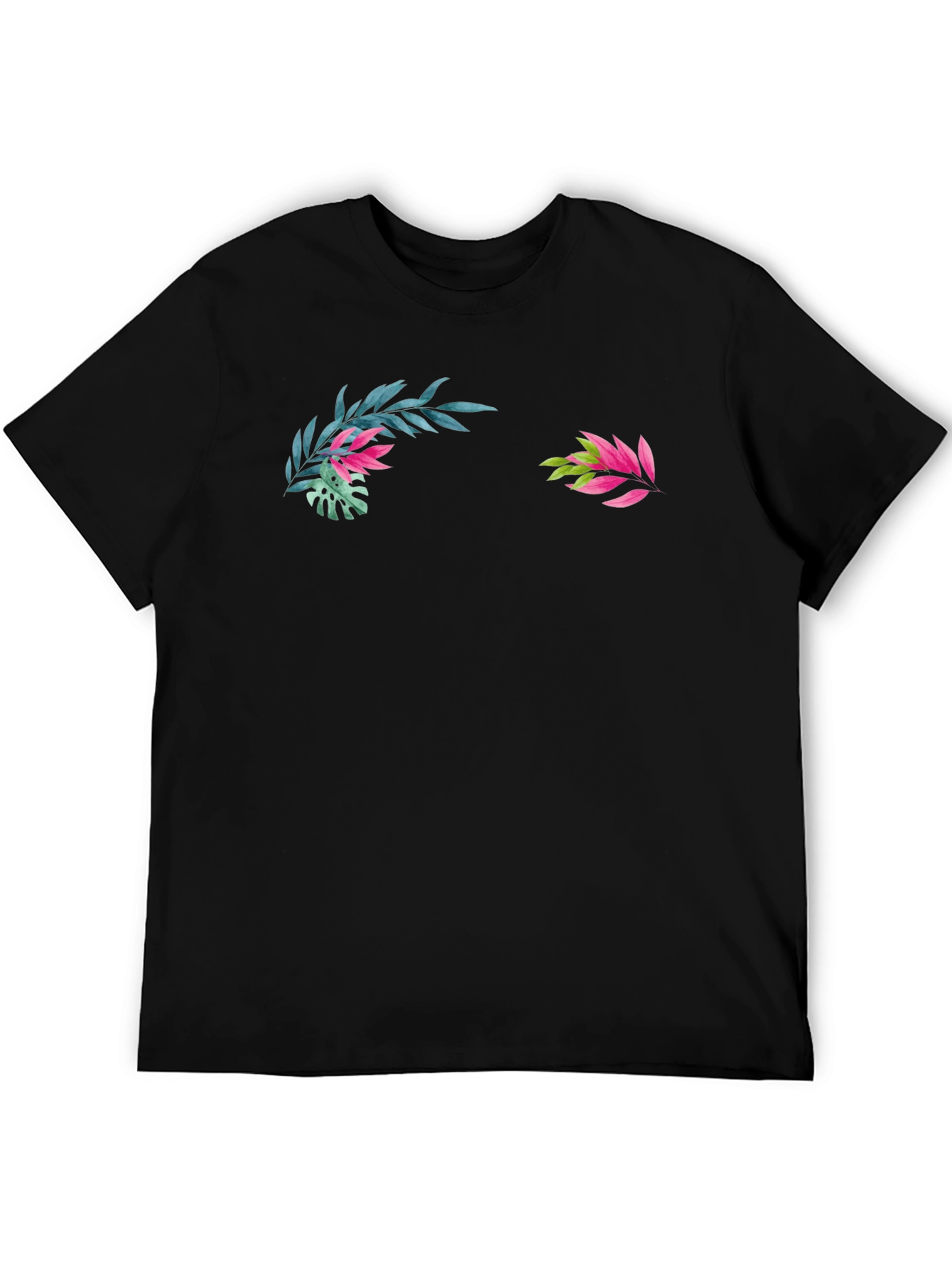 Tropical Leaves Graphic Black T-Shirt