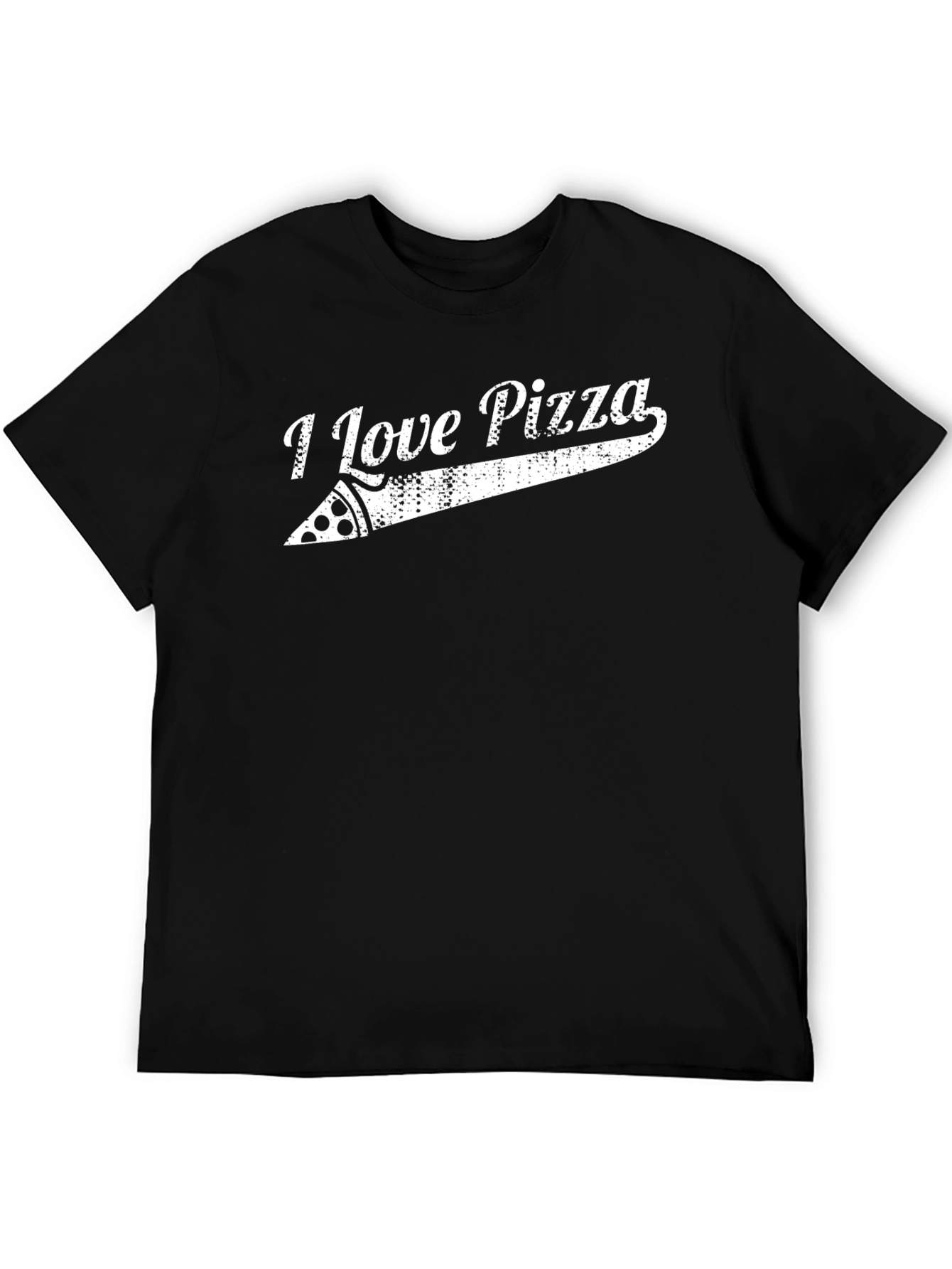 I Love Pizza Graphic T-Shirt - Black Casual Tee