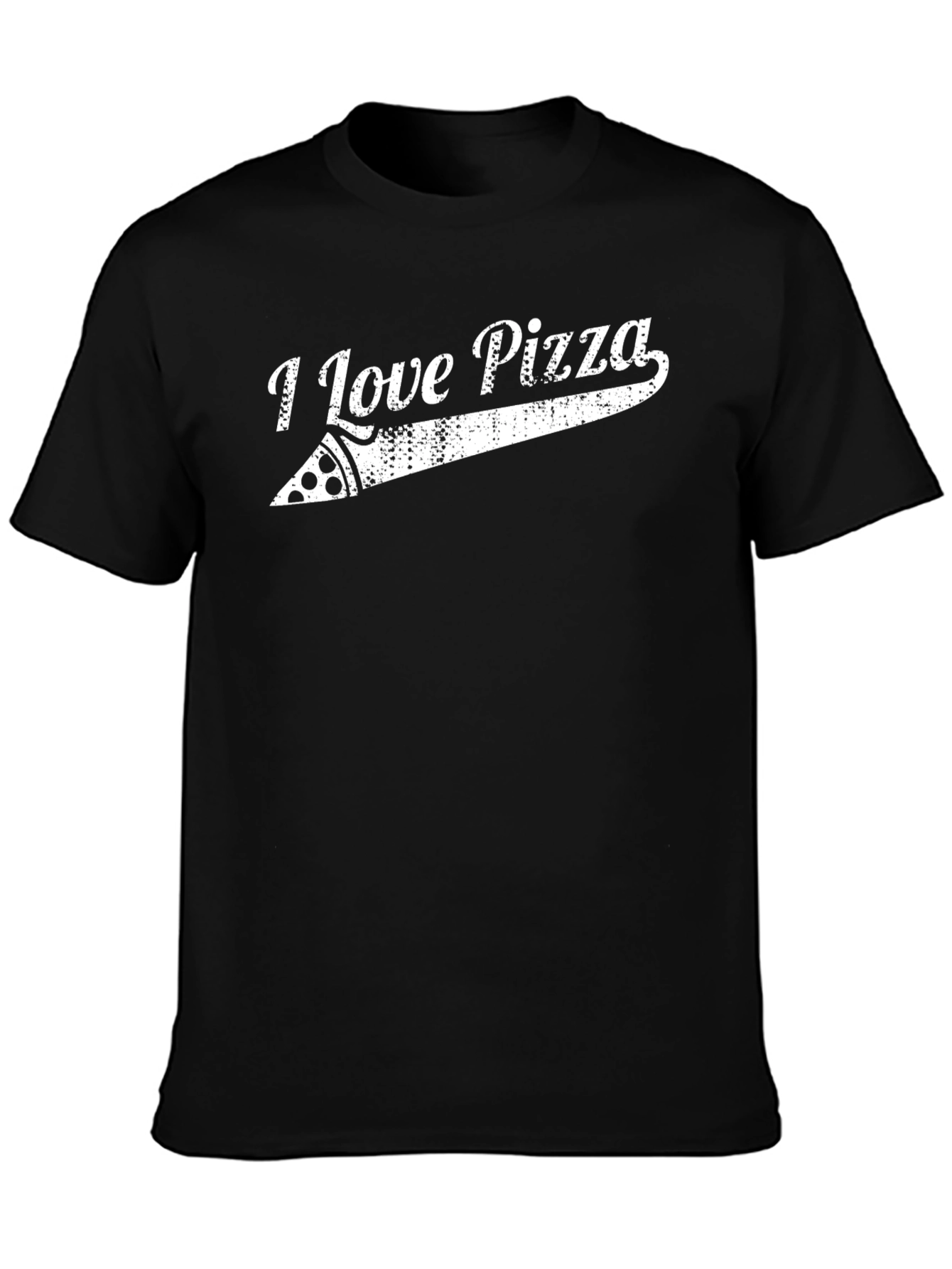 I Love Pizza Graphic T-Shirt - Black Casual Tee