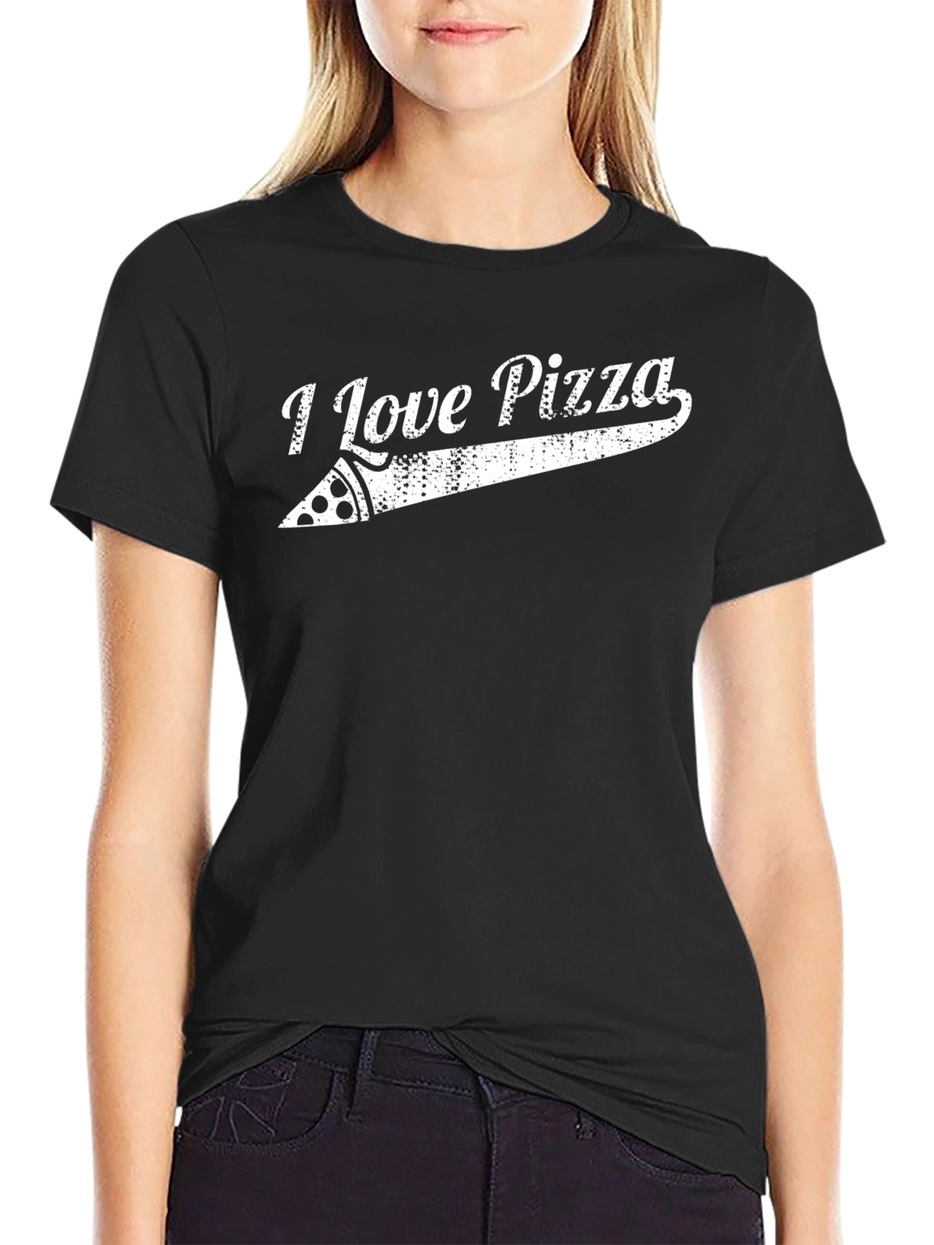 I Love Pizza Graphic T-Shirt - Black Casual Tee