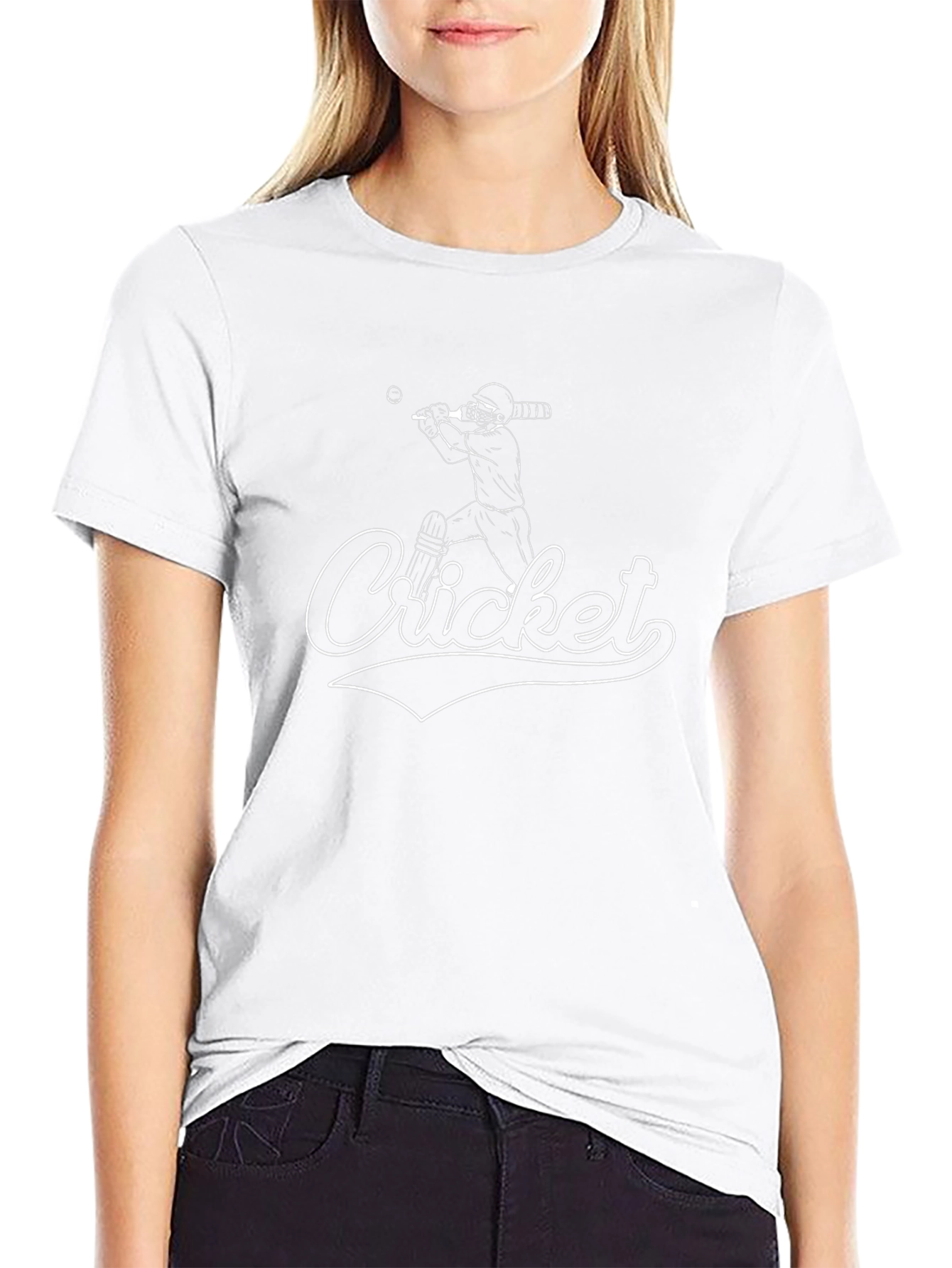 Cricket Player Graphic Black T-Shirt