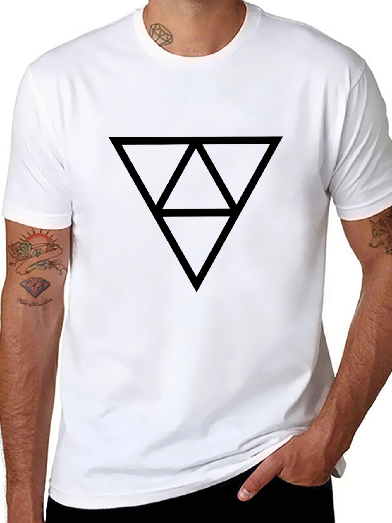 Black Geometric Triangle Graphic T-Shirt