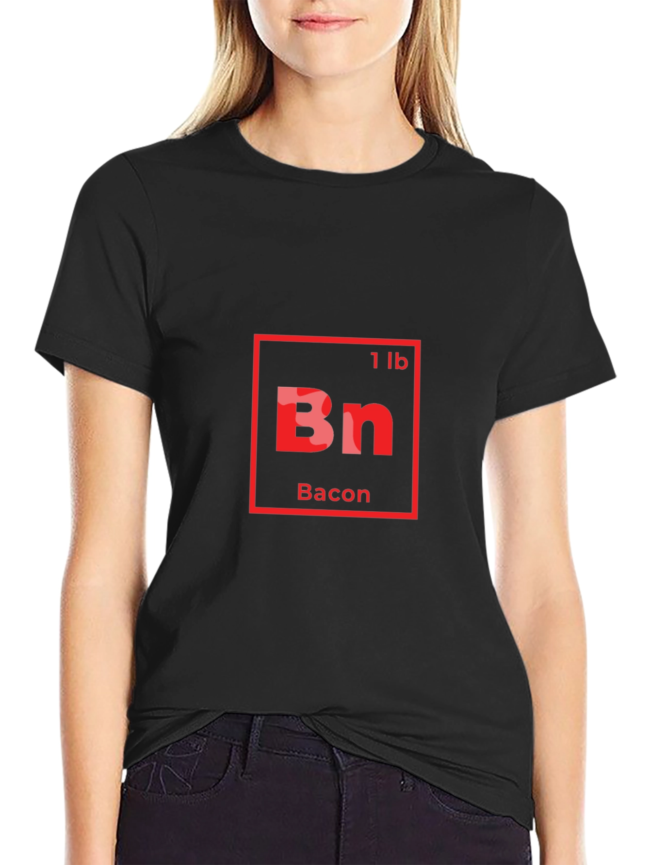 Bacon Periodic Table Style Mens Black T-Shirt