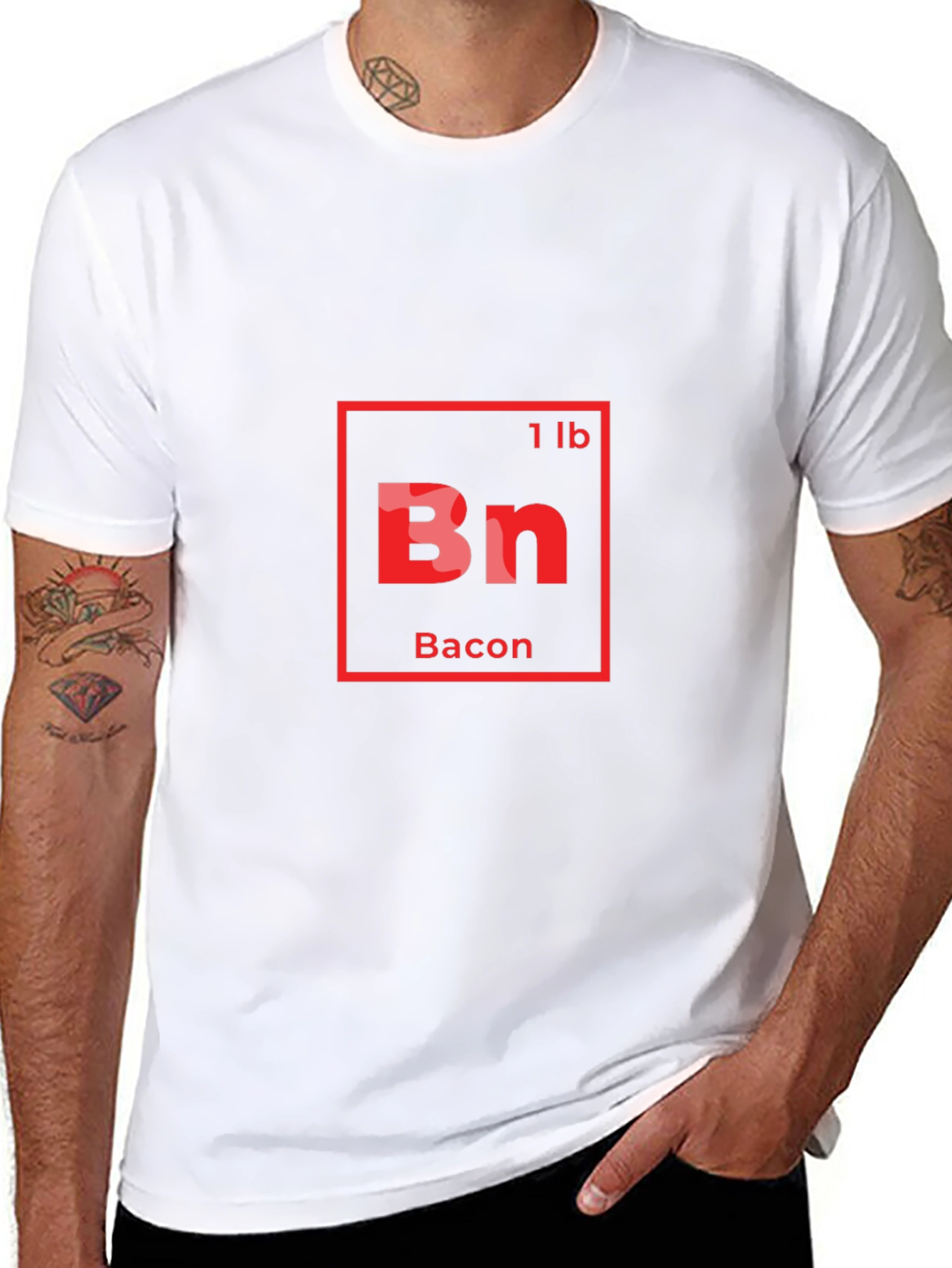 Bacon Periodic Table Style Mens Black T-Shirt