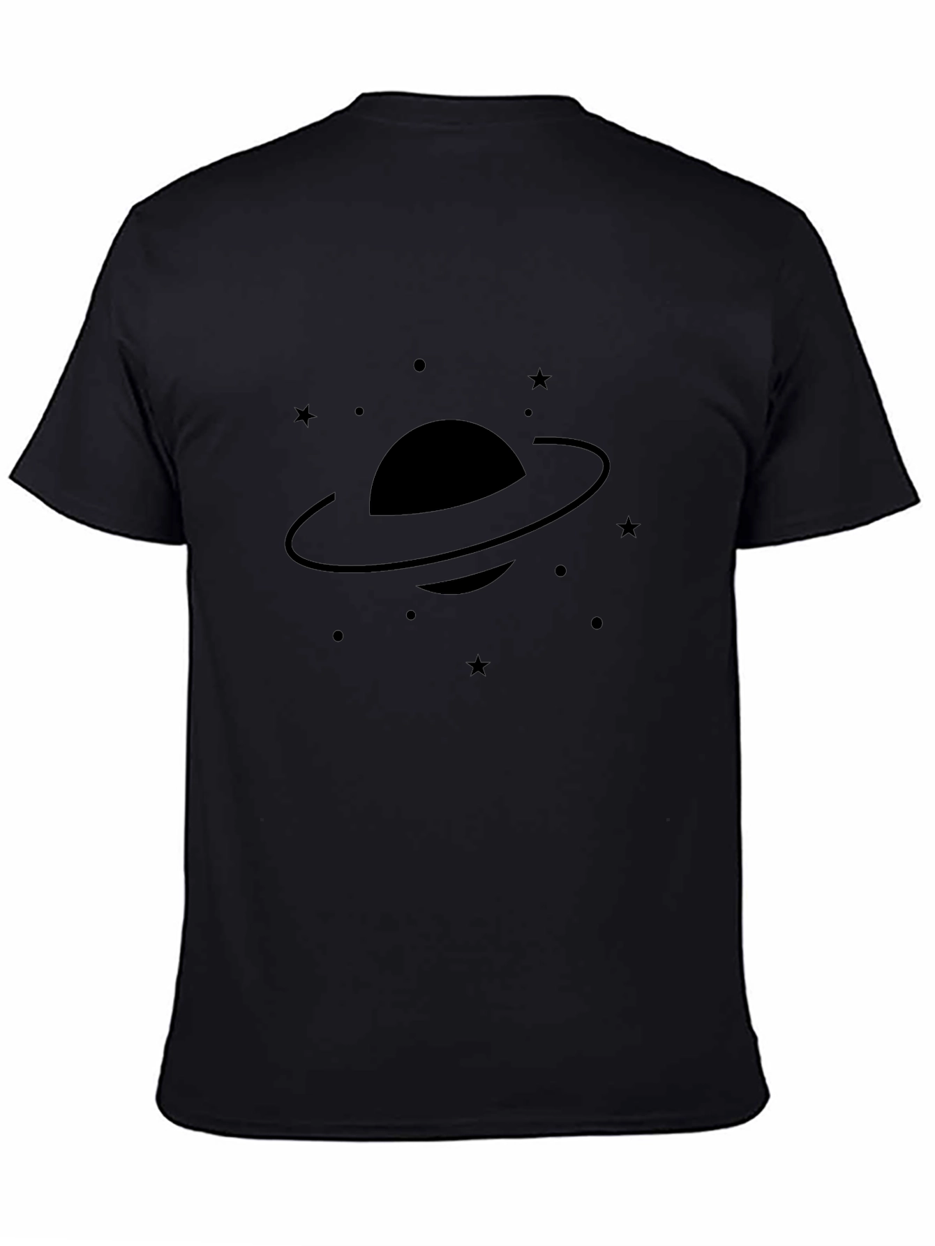 Cosmic Saturn Graphic Tee - Black Cotton Blend