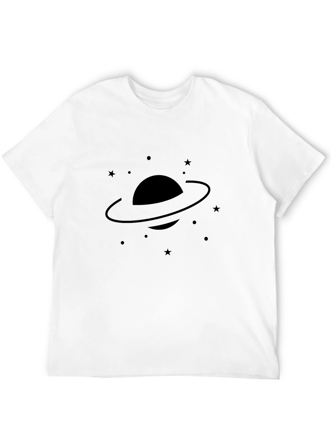 Cosmic Saturn Graphic Tee - Black Cotton Blend
