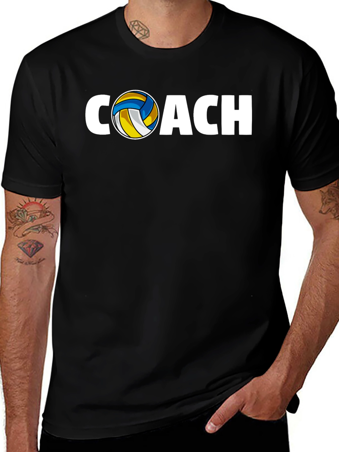 Volleyball Coach Graphic T-Shirt - Black