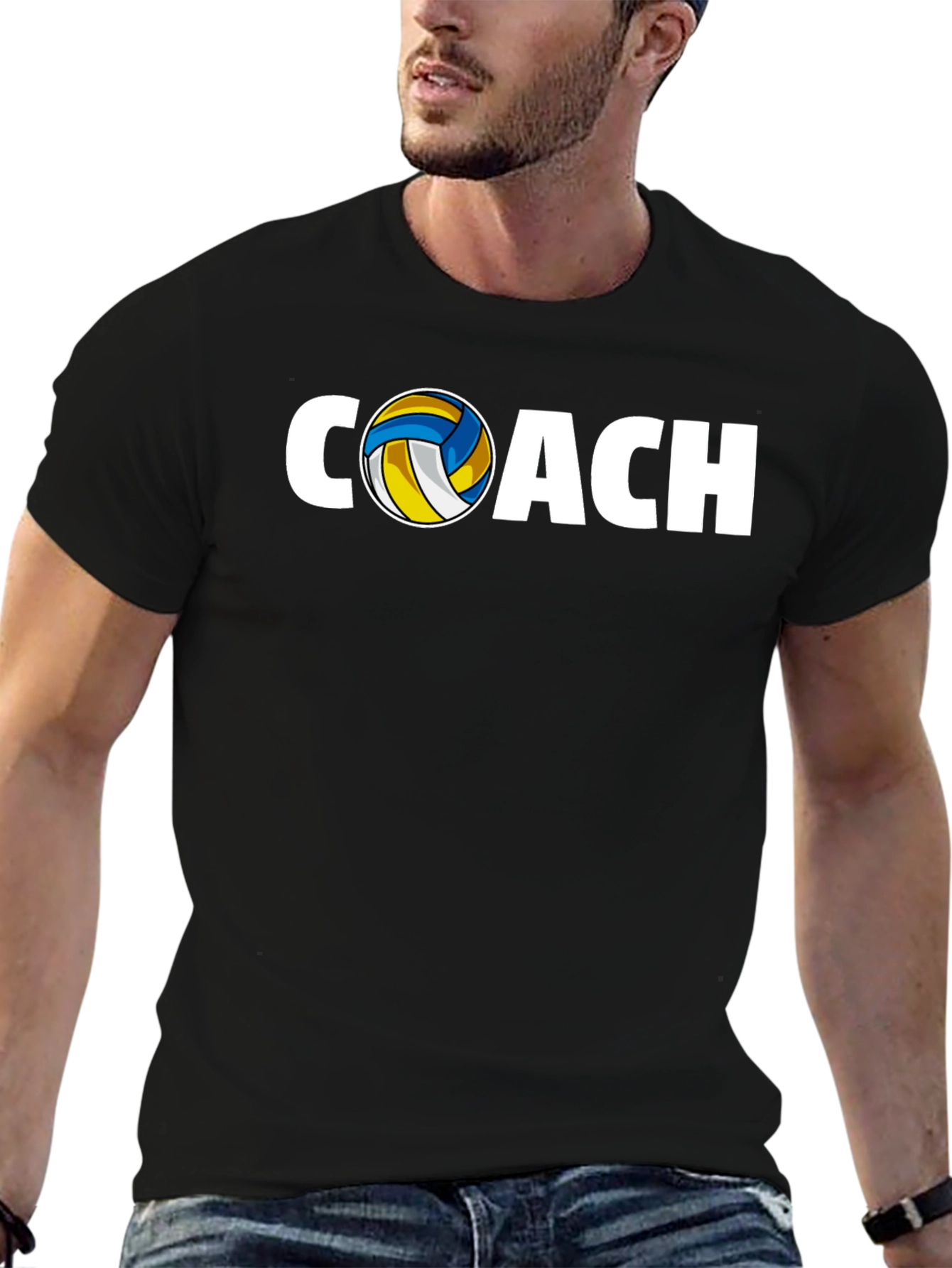 Volleyball Coach Graphic T-Shirt - Black