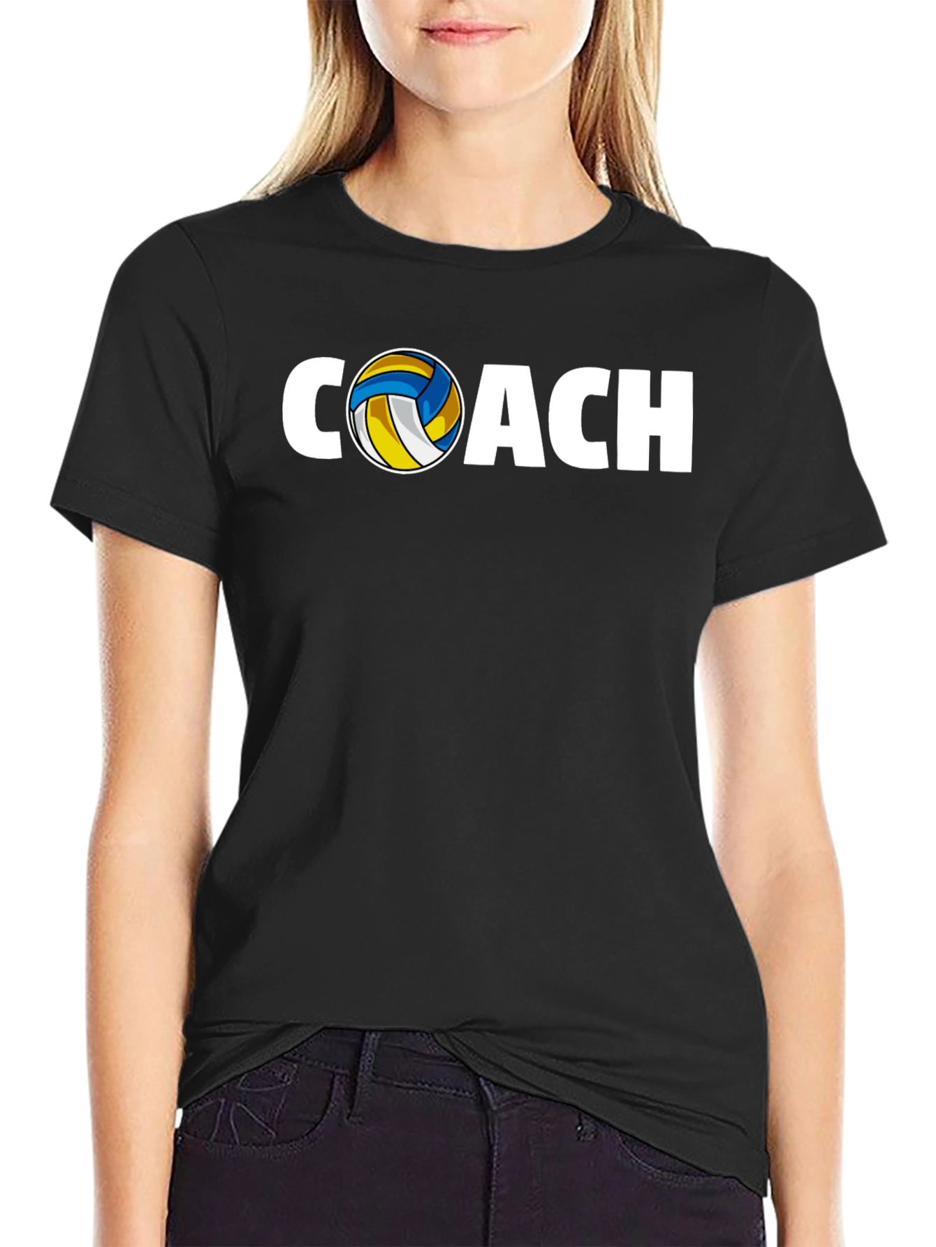 Volleyball Coach Graphic T-Shirt - Black