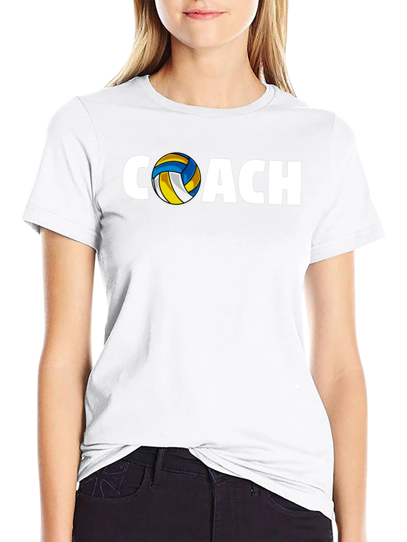 Volleyball Coach Graphic T-Shirt - Black