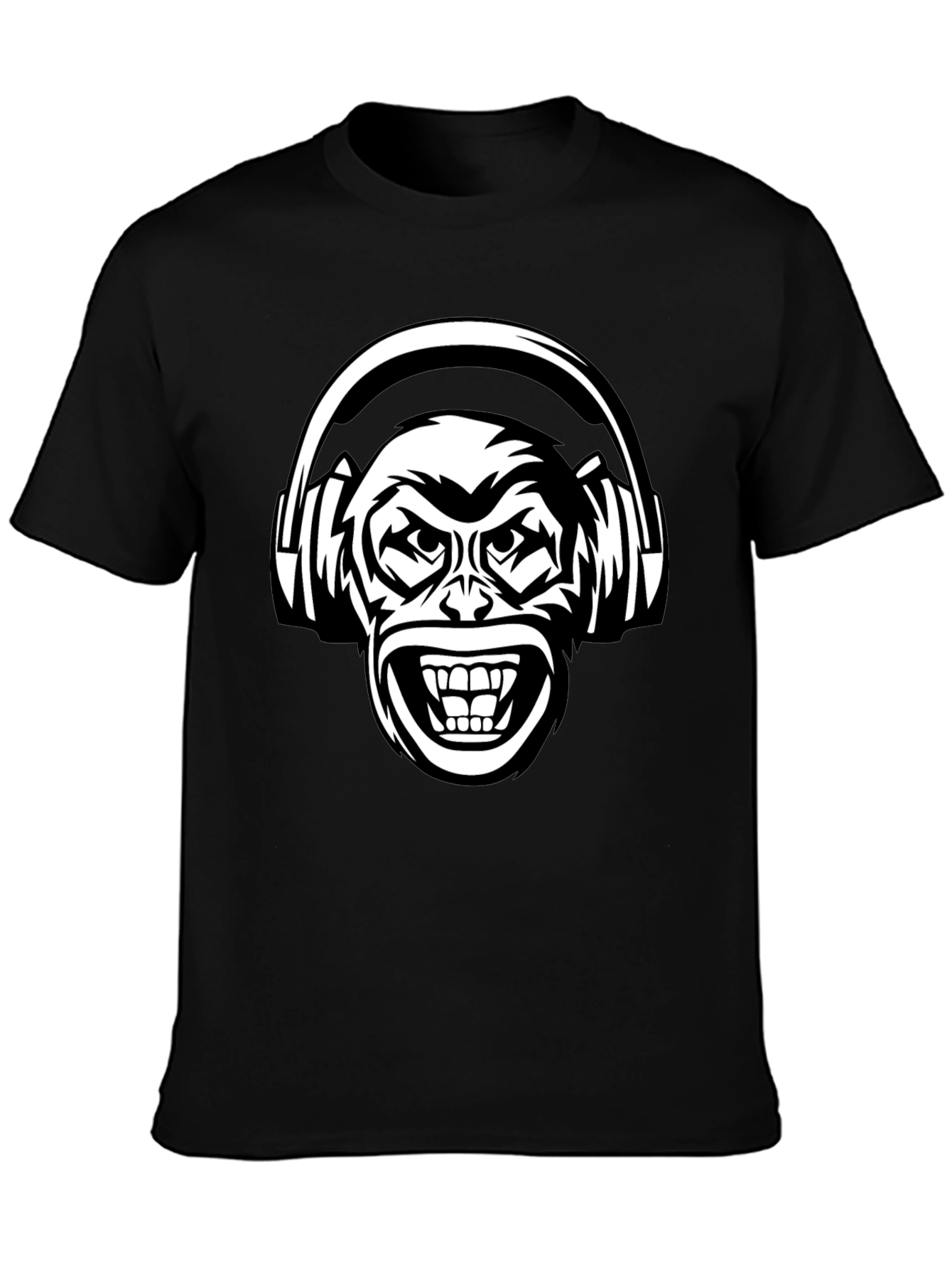 Cool Monkey DJ T-Shirt - Black Graphic Tee