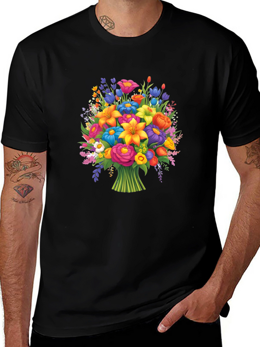 Floral Bouquet Graphic T-Shirt - Vibrant Flower Design