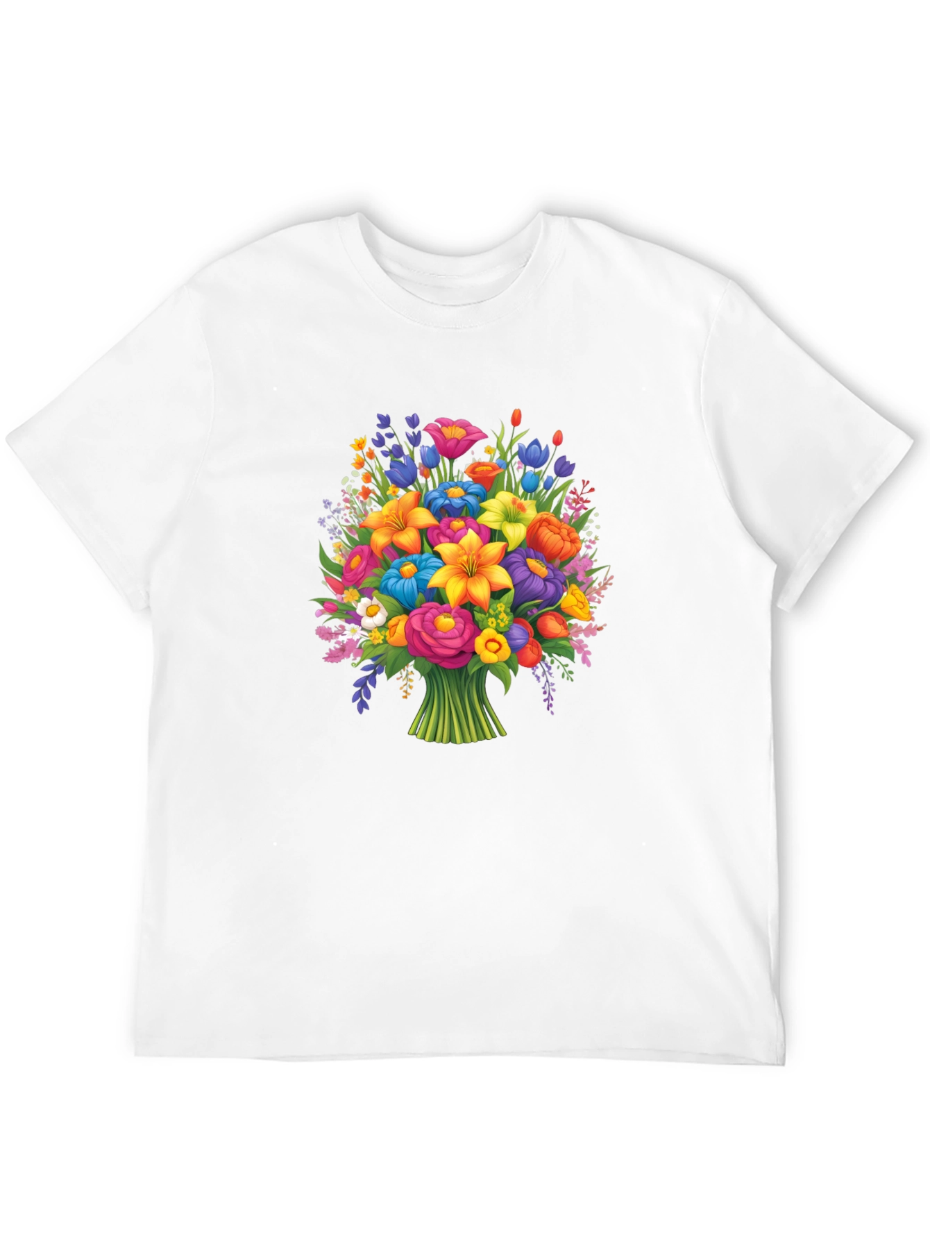 Floral Bouquet Graphic T-Shirt - Vibrant Flower Design